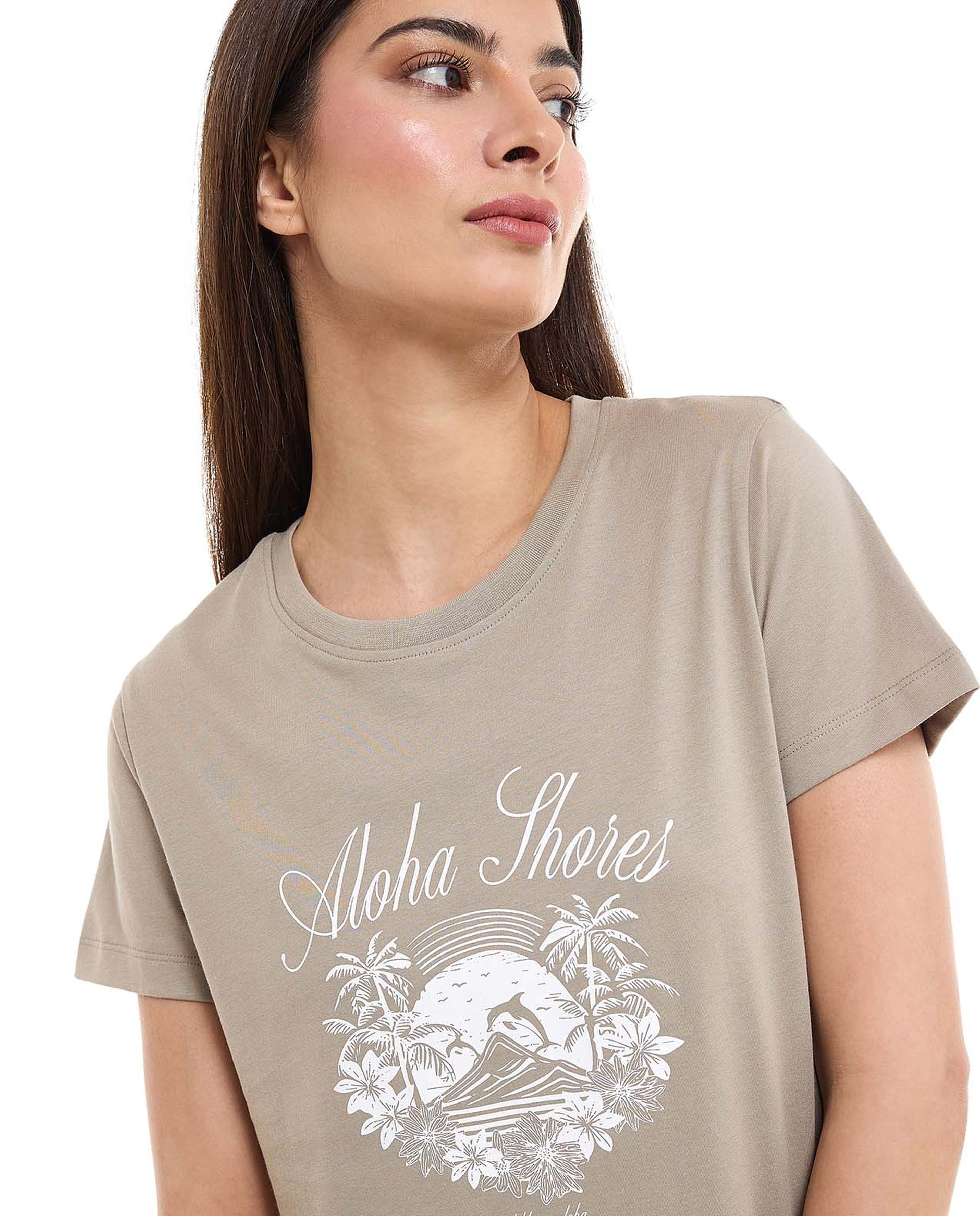 Printed T-Shirt with Crew Neck and Short Sleeves