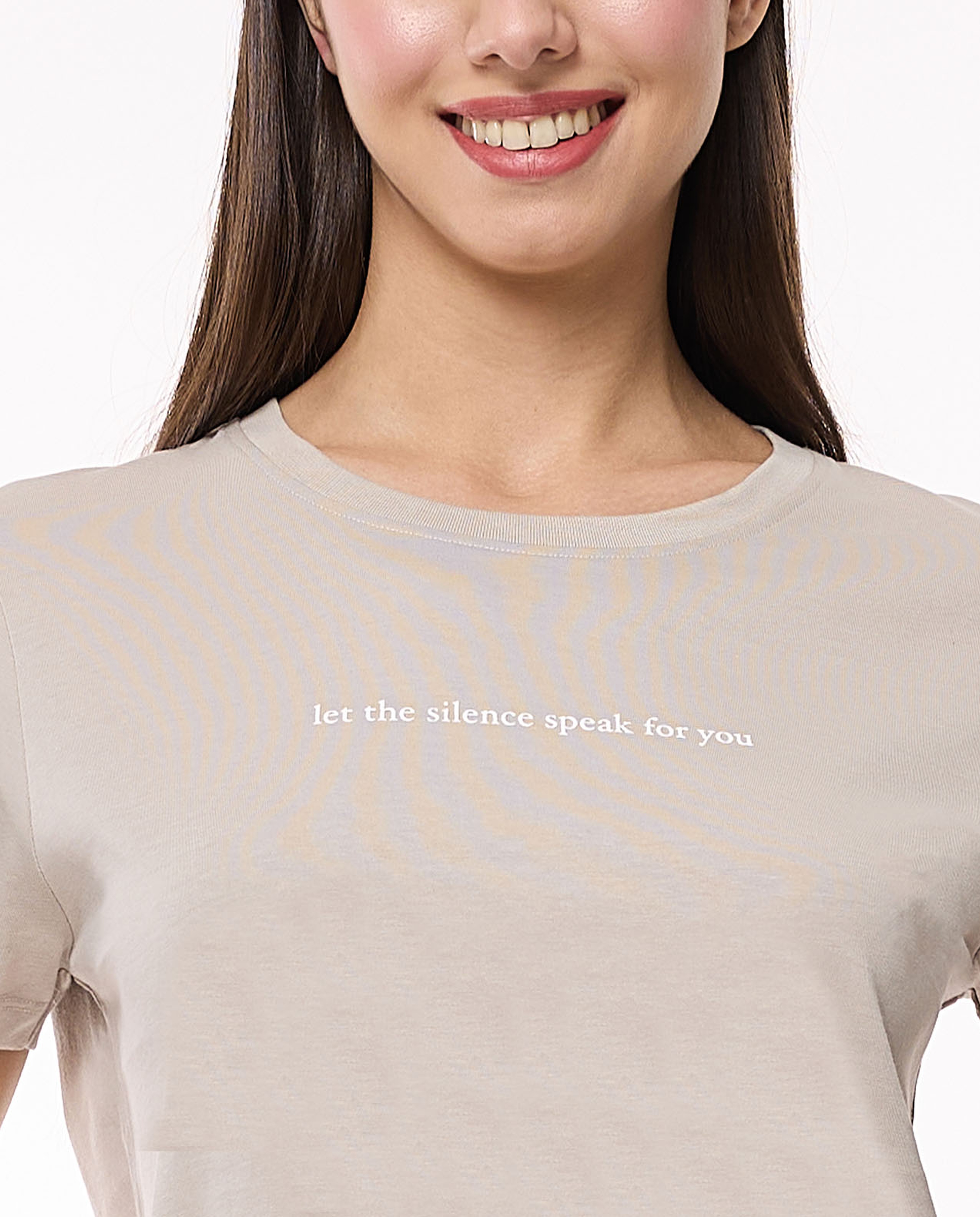 Typography Print T-Shirt with Crew Neck and Short Sleeves