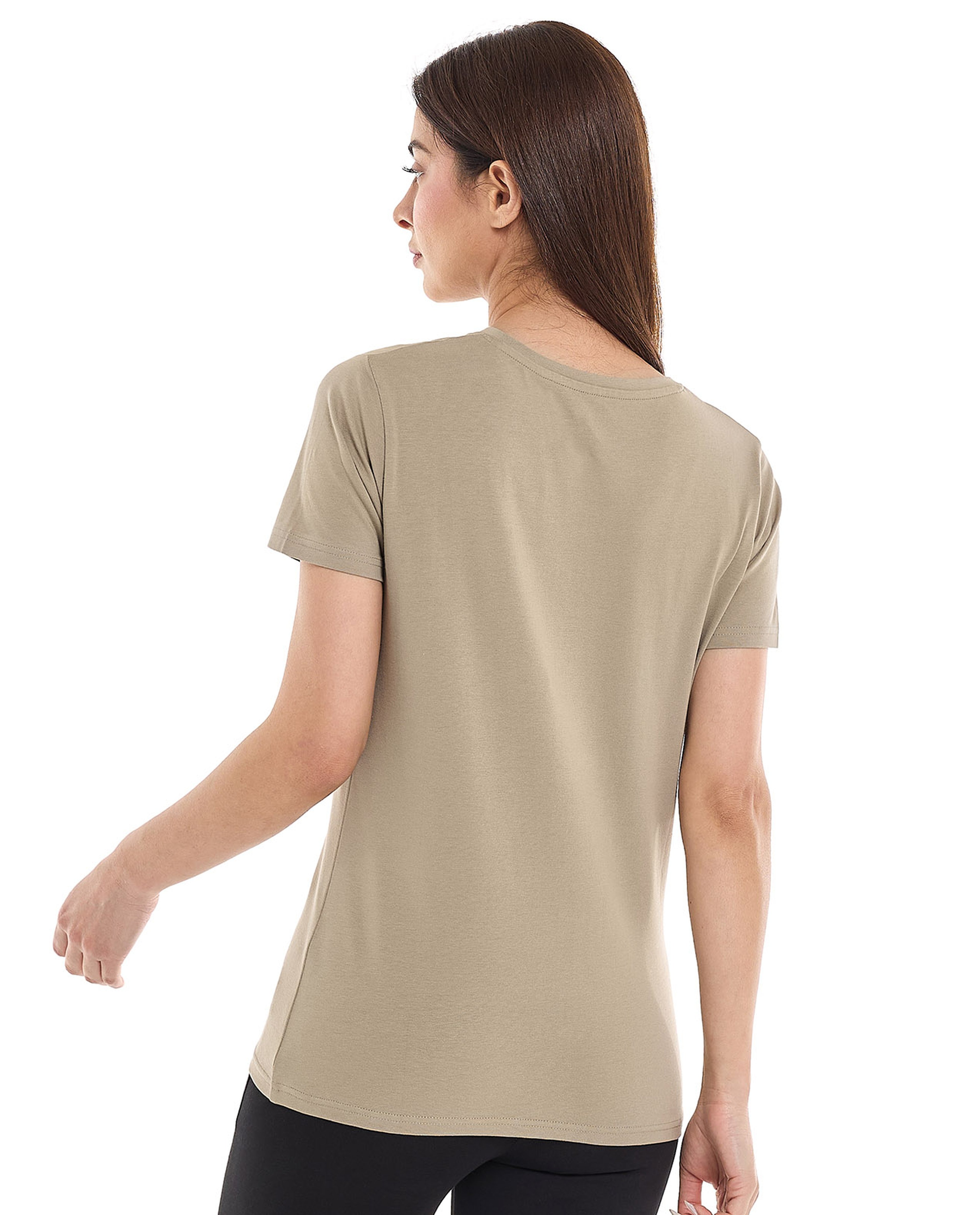 Solid T-Shirt with V-Neck and Short Sleeves
