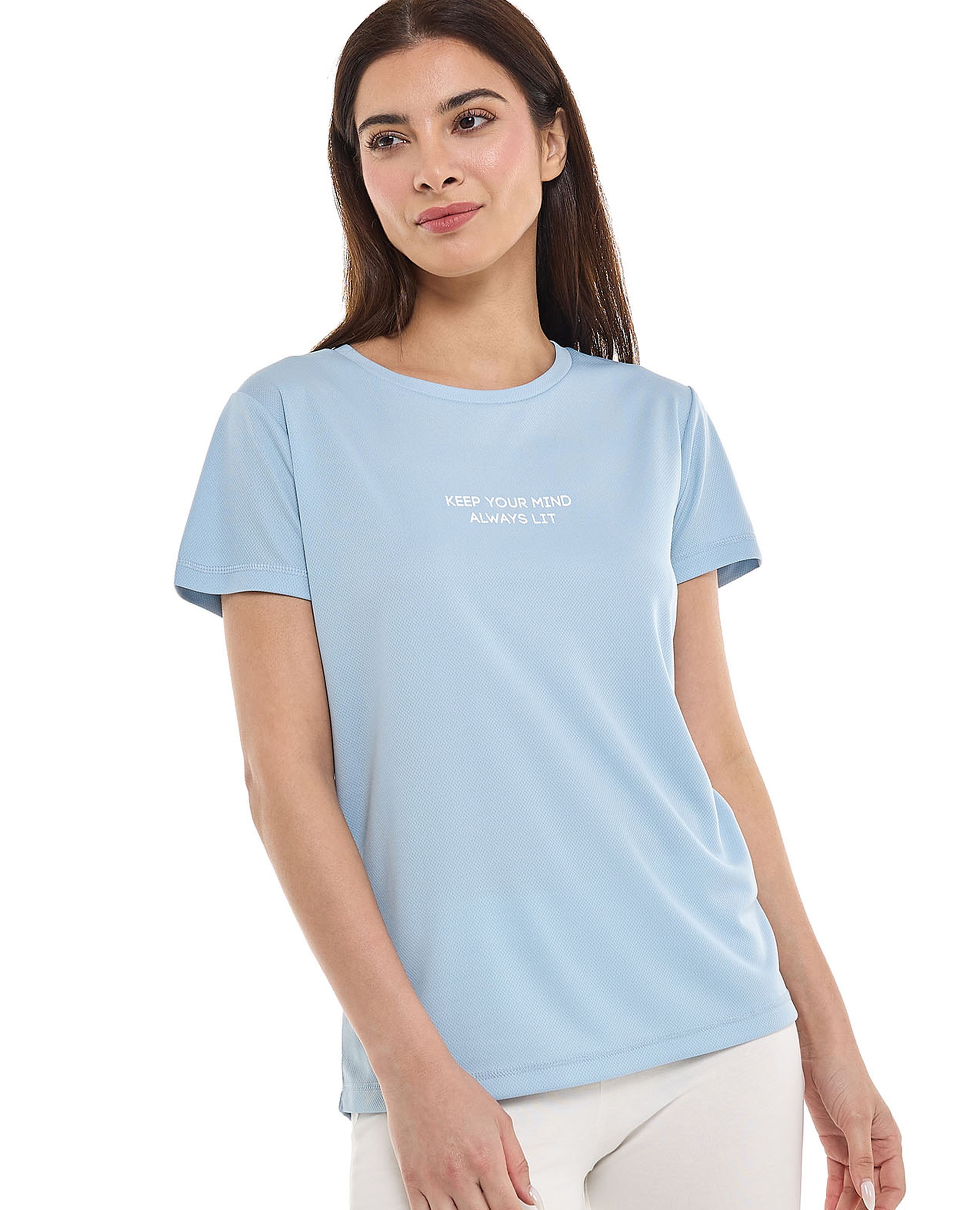 Printed Active T-Shirt with Crew Neck and Short Sleeves