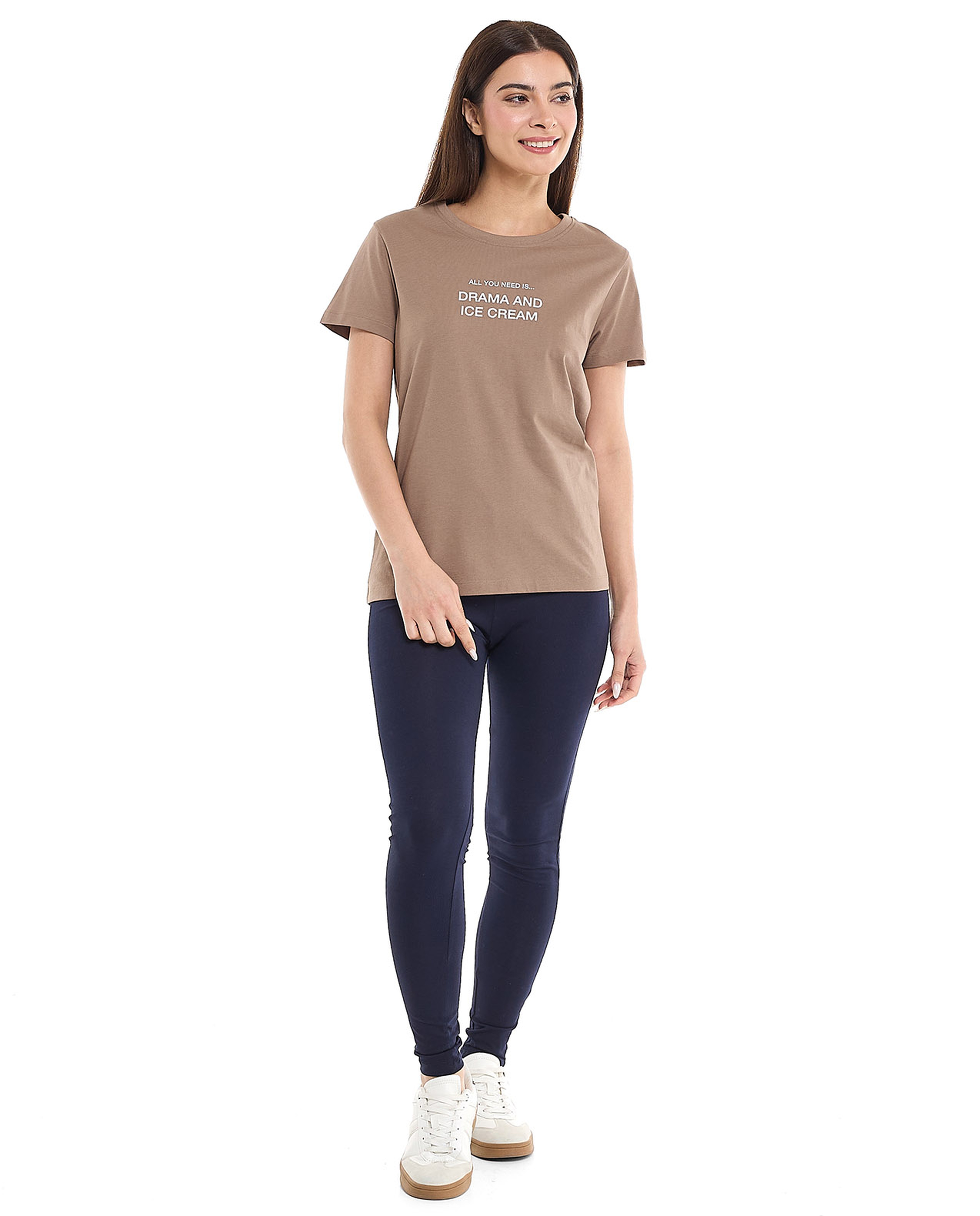 Typography Print T-Shirt with Crew Neck and Short Sleeves