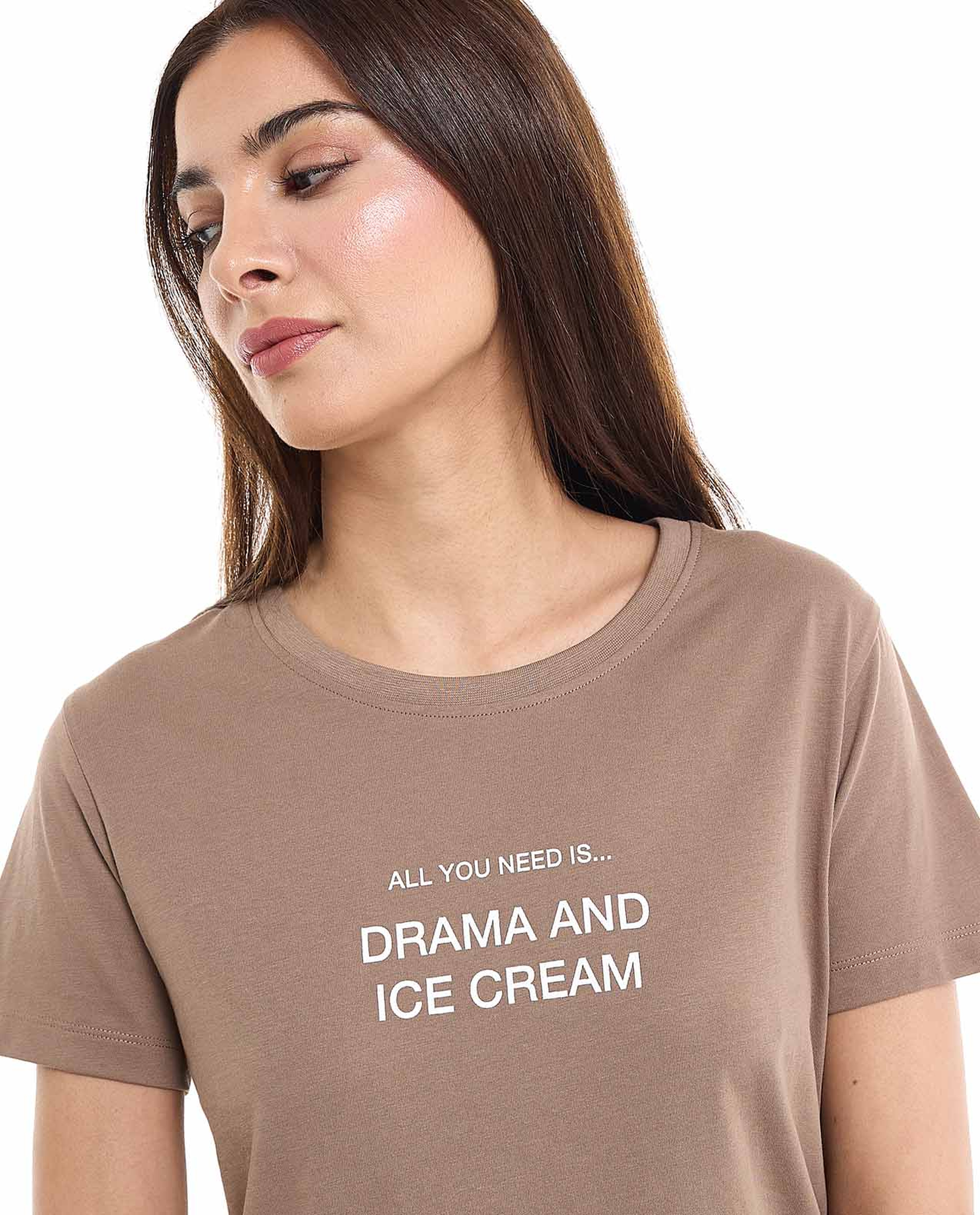 Typography Print T-Shirt with Crew Neck and Short Sleeves