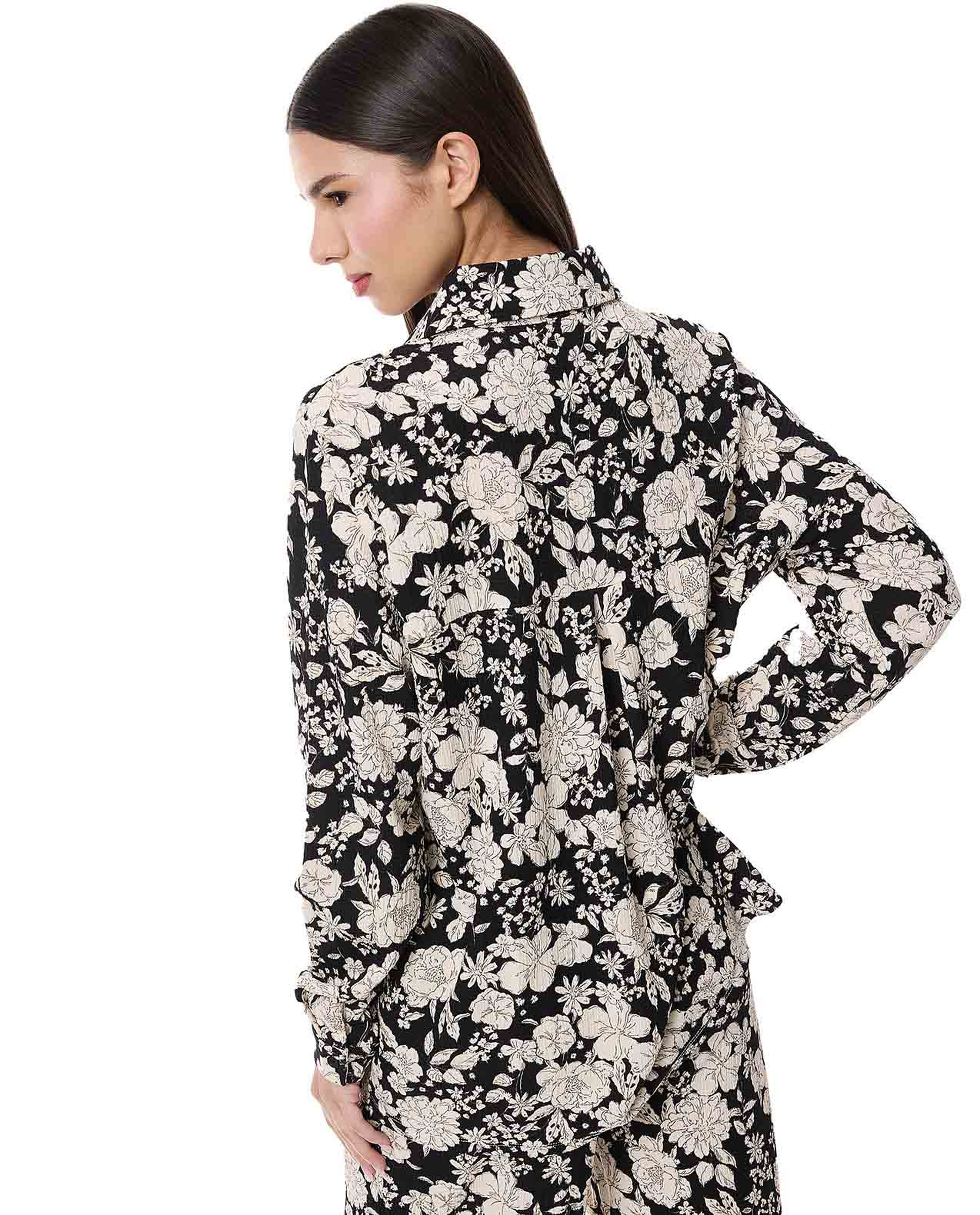 Printed Shirt Tunic with Long Sleeves