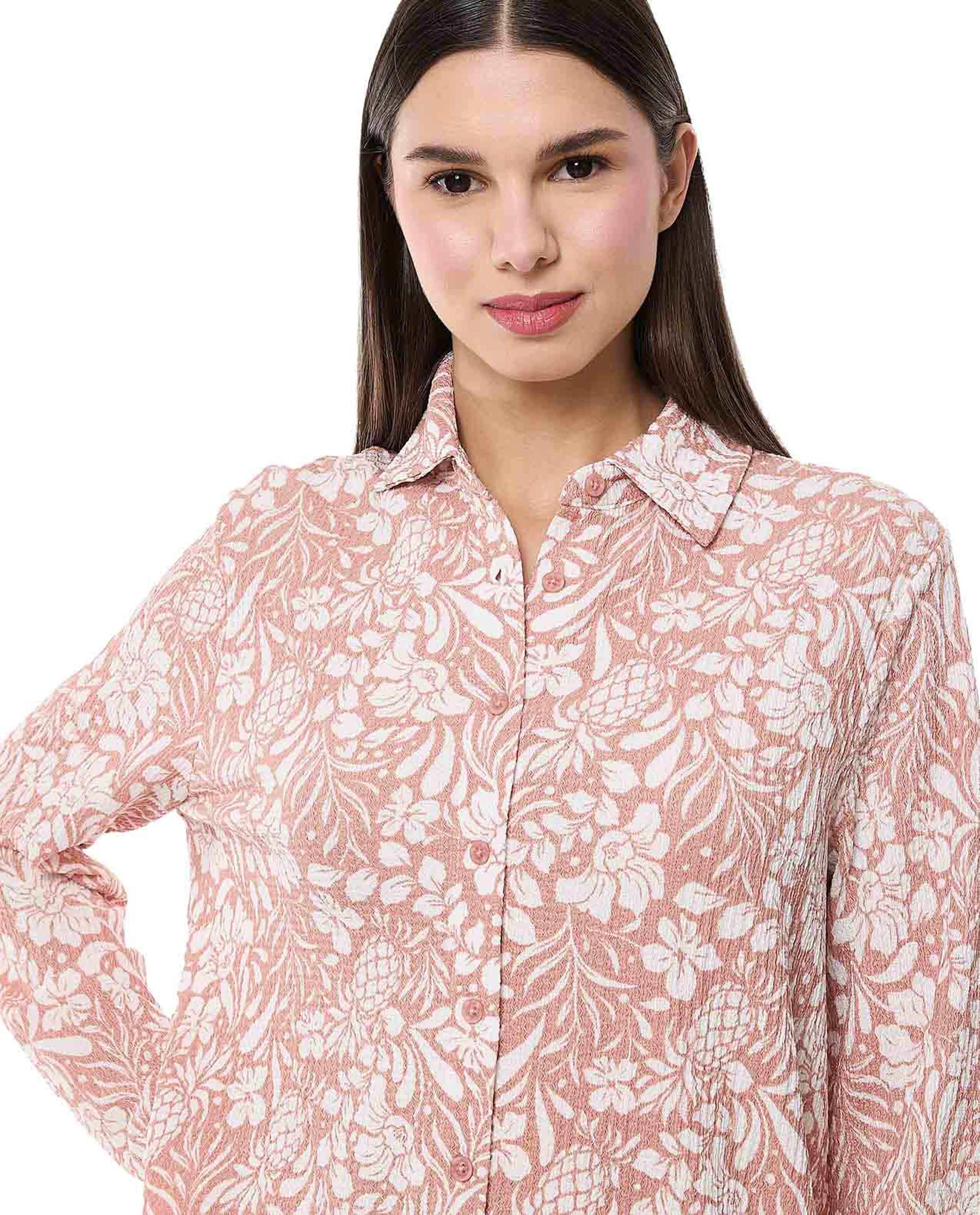 Printed Shirt Tunic with Long Sleeves