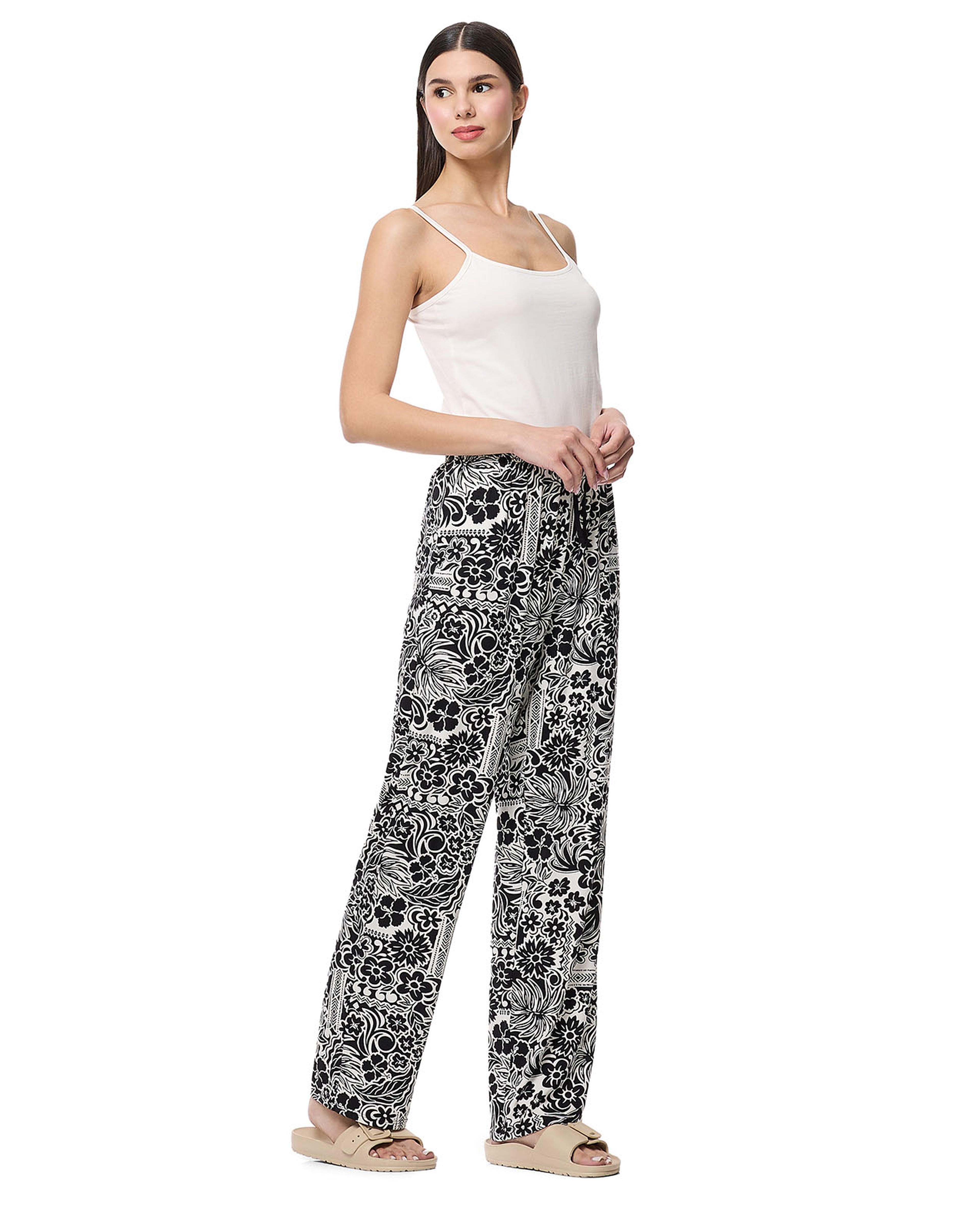 Printed Lounge Pants with Drawstring Waist