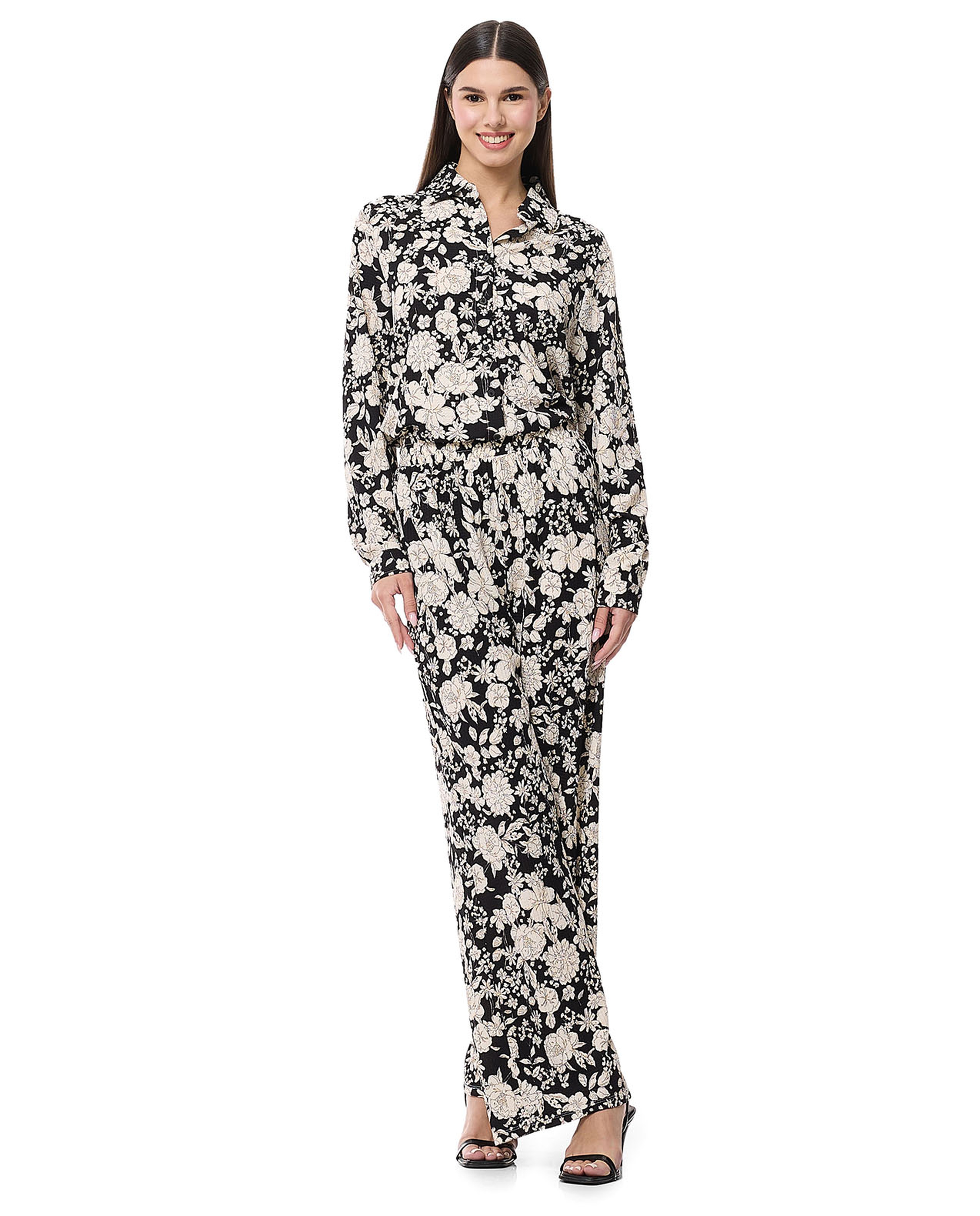 Printed Straight Fit Pants with Elastic Waist