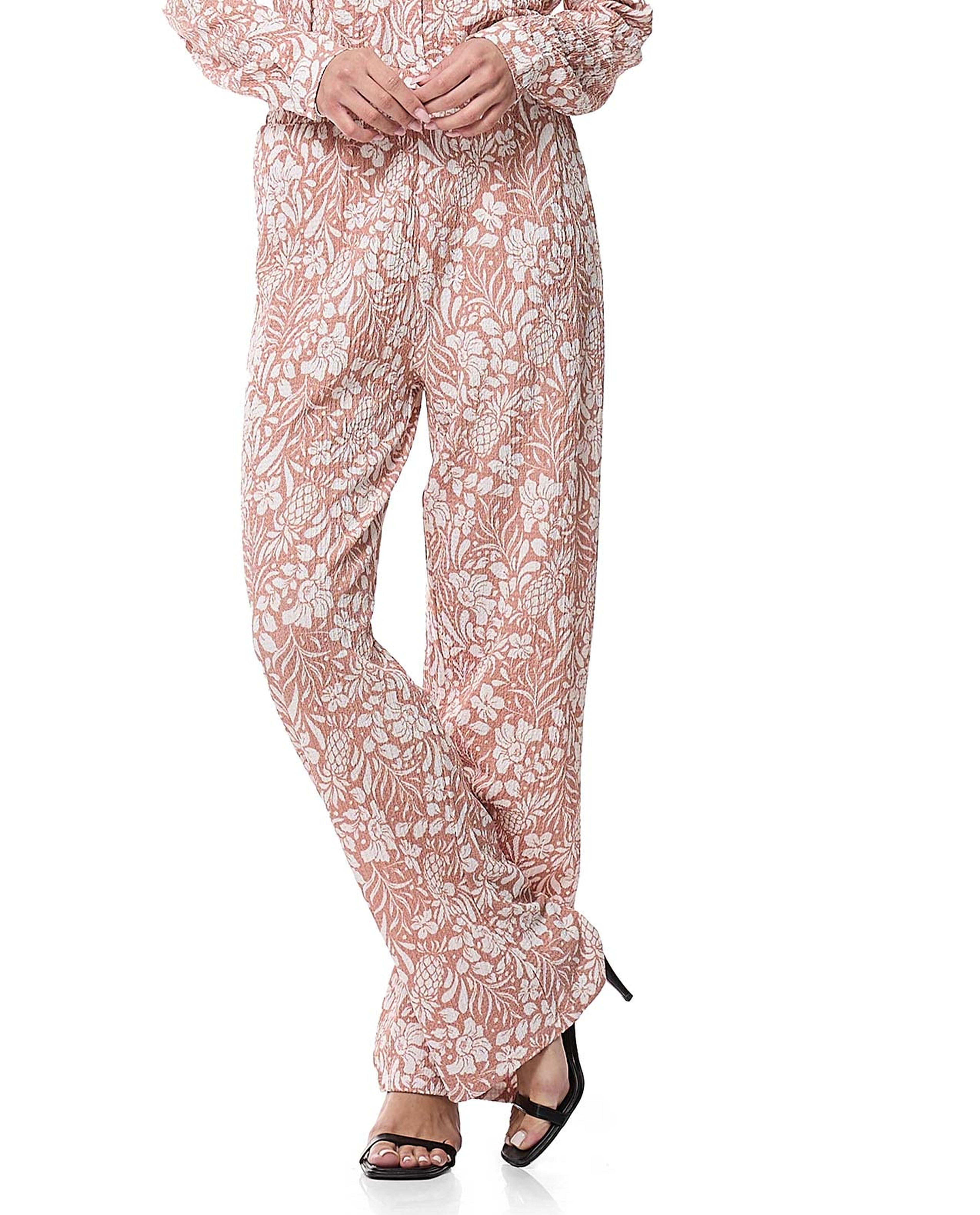 Printed Straight Fit Pants with Elastic Waist