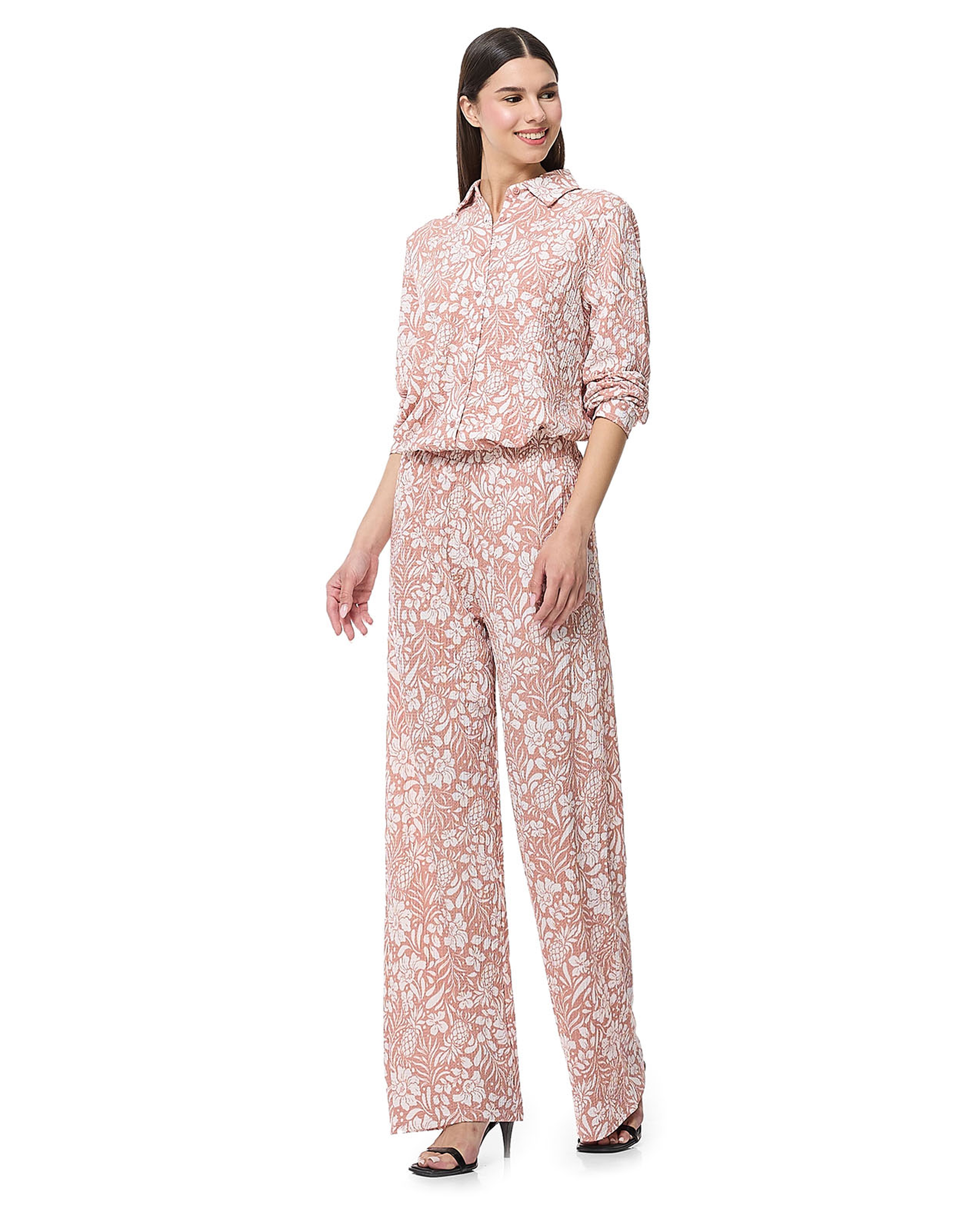 Printed Straight Fit Pants with Elastic Waist