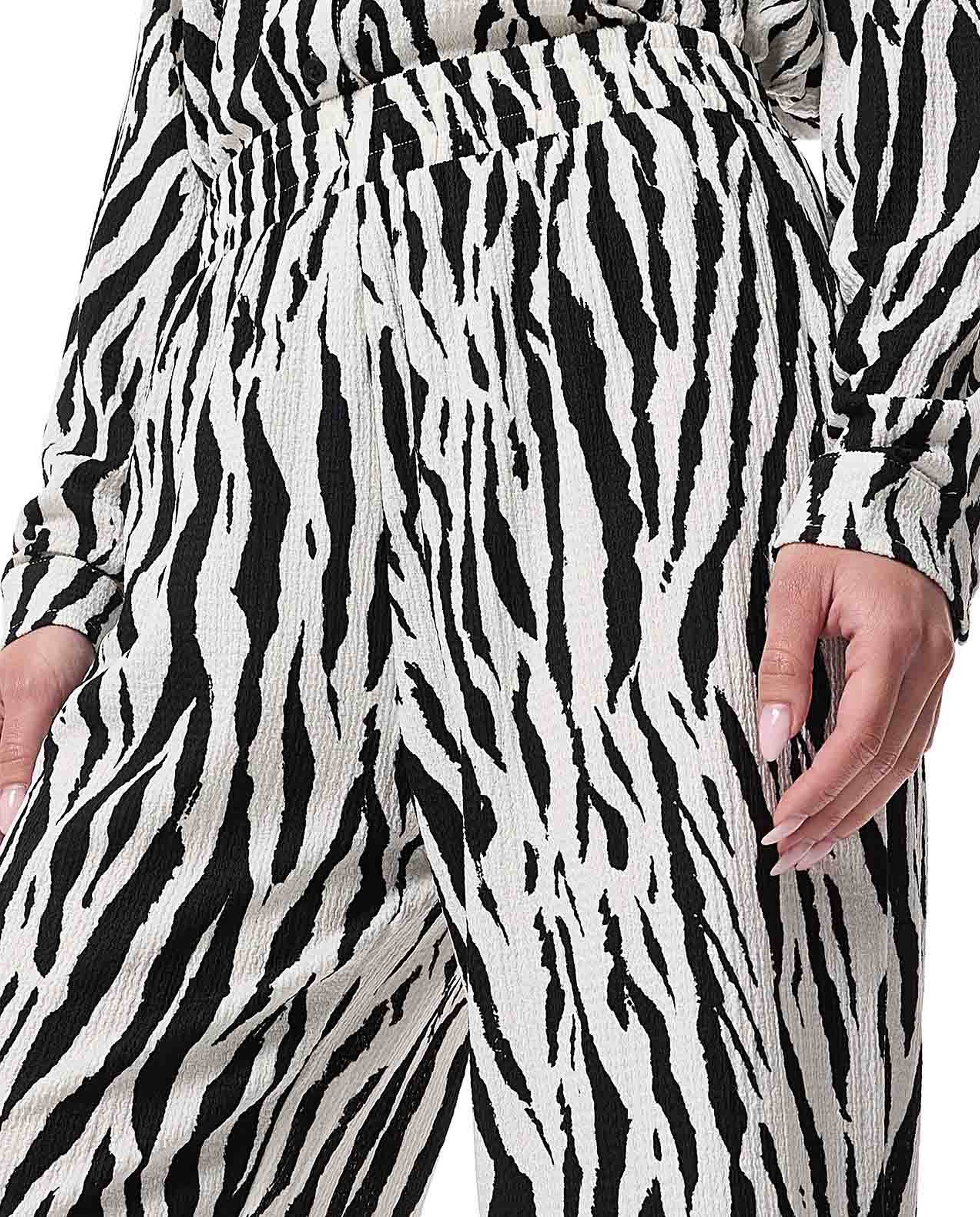 Printed Straight Fit Pants with Elastic Waist