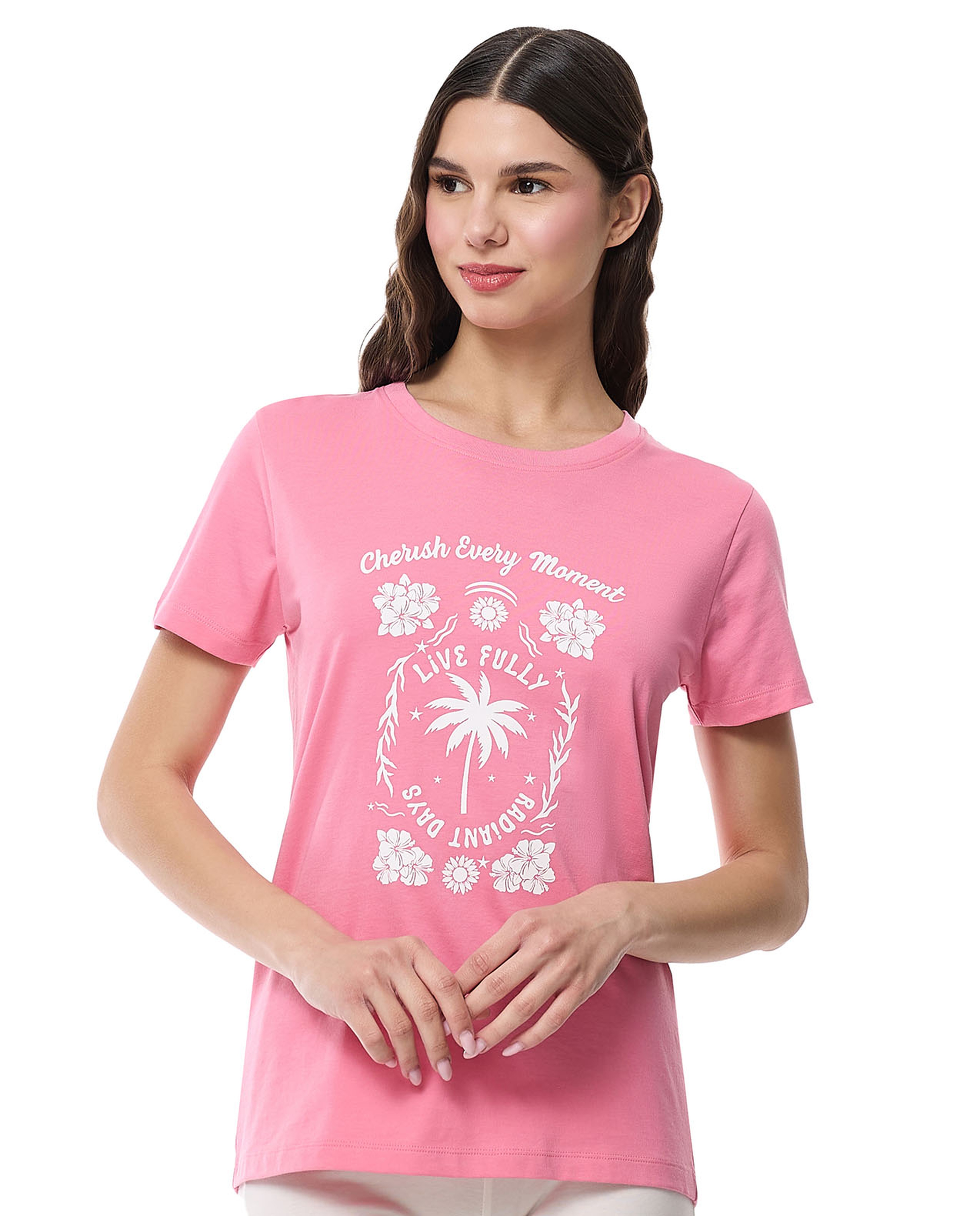 Printed T-Shirt with Crew Neck and Short Sleeves