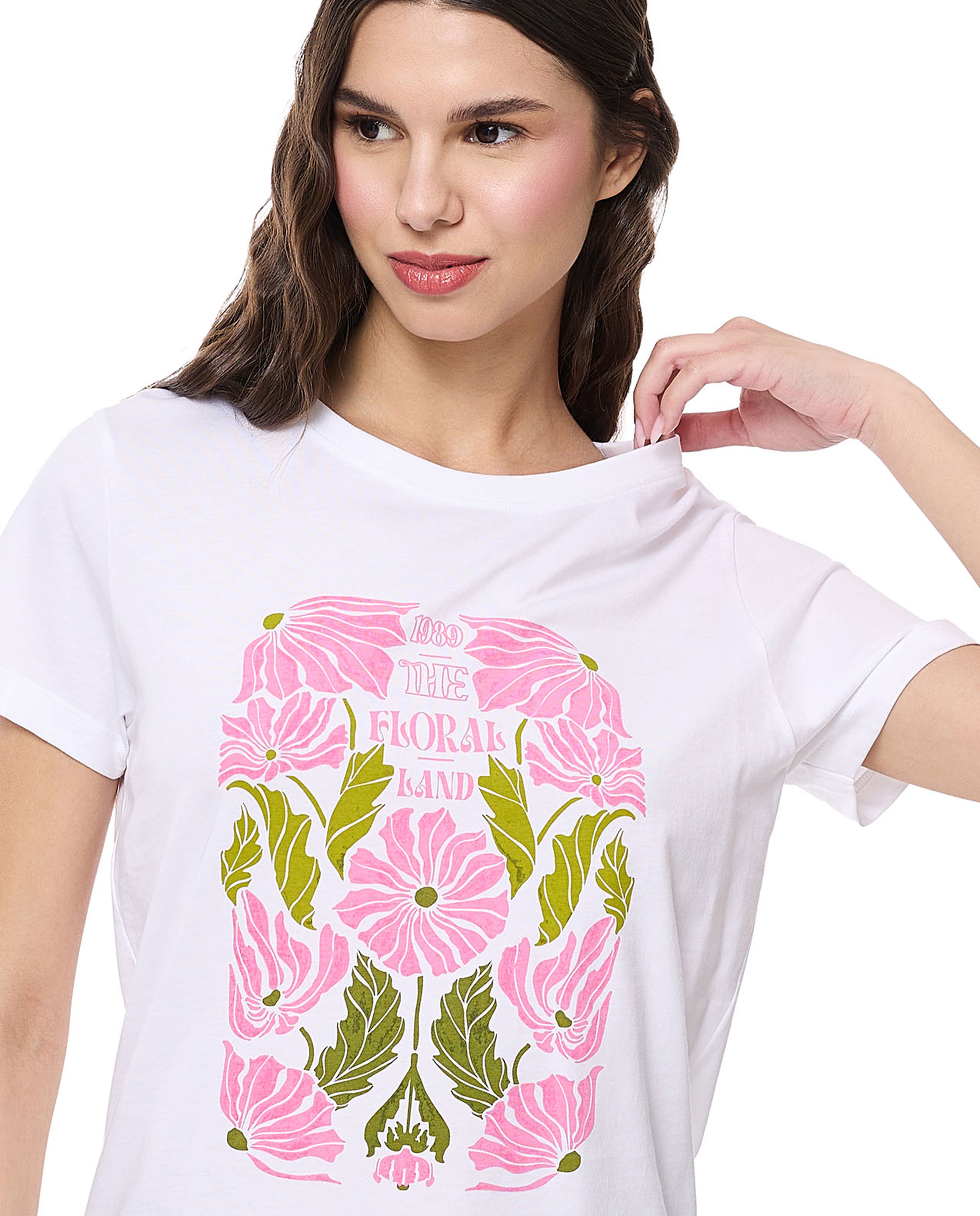 Printed T-Shirt with Crew Neck and Short Sleeves