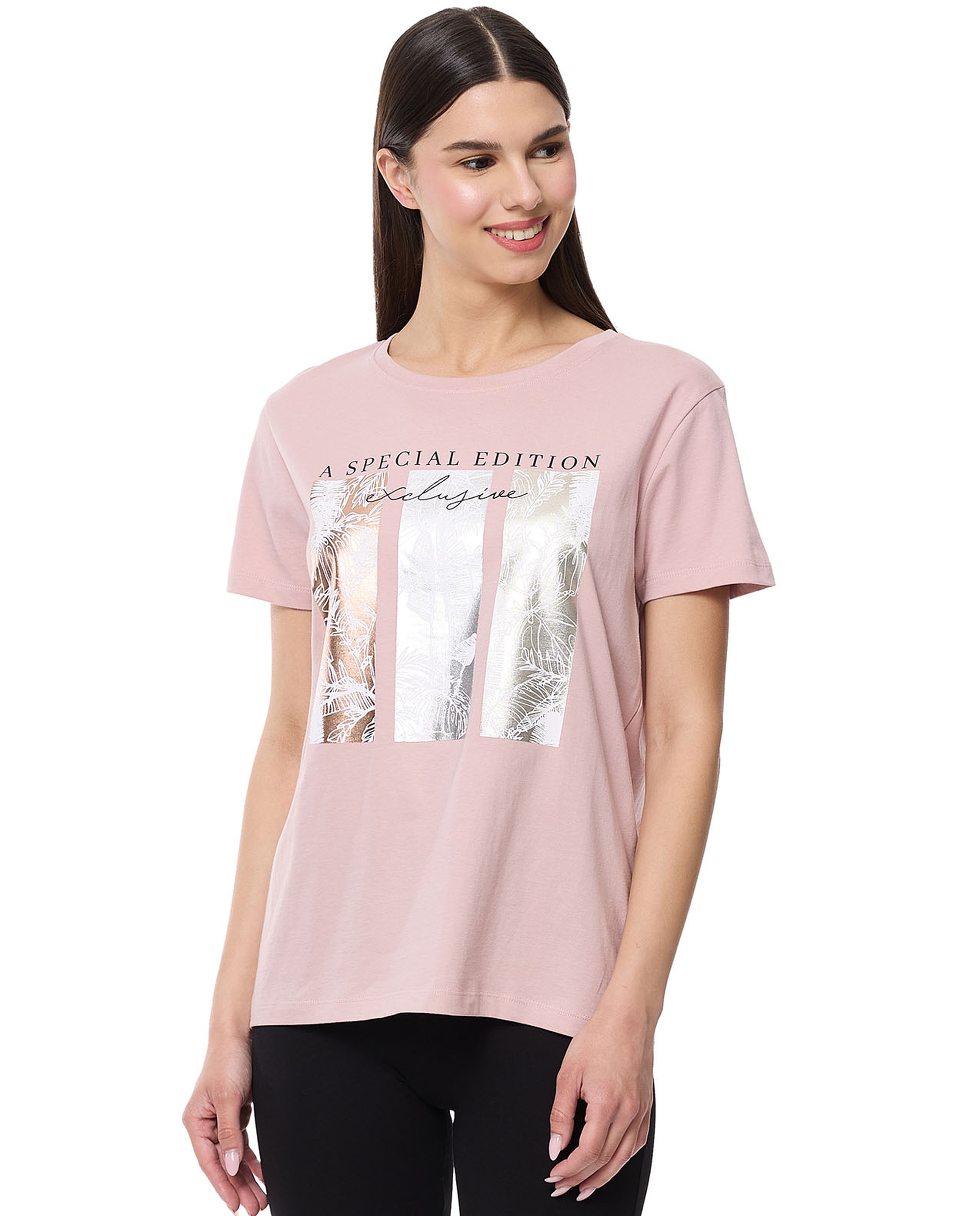 Printed T-Shirt with Crew Neck and Short Sleeves