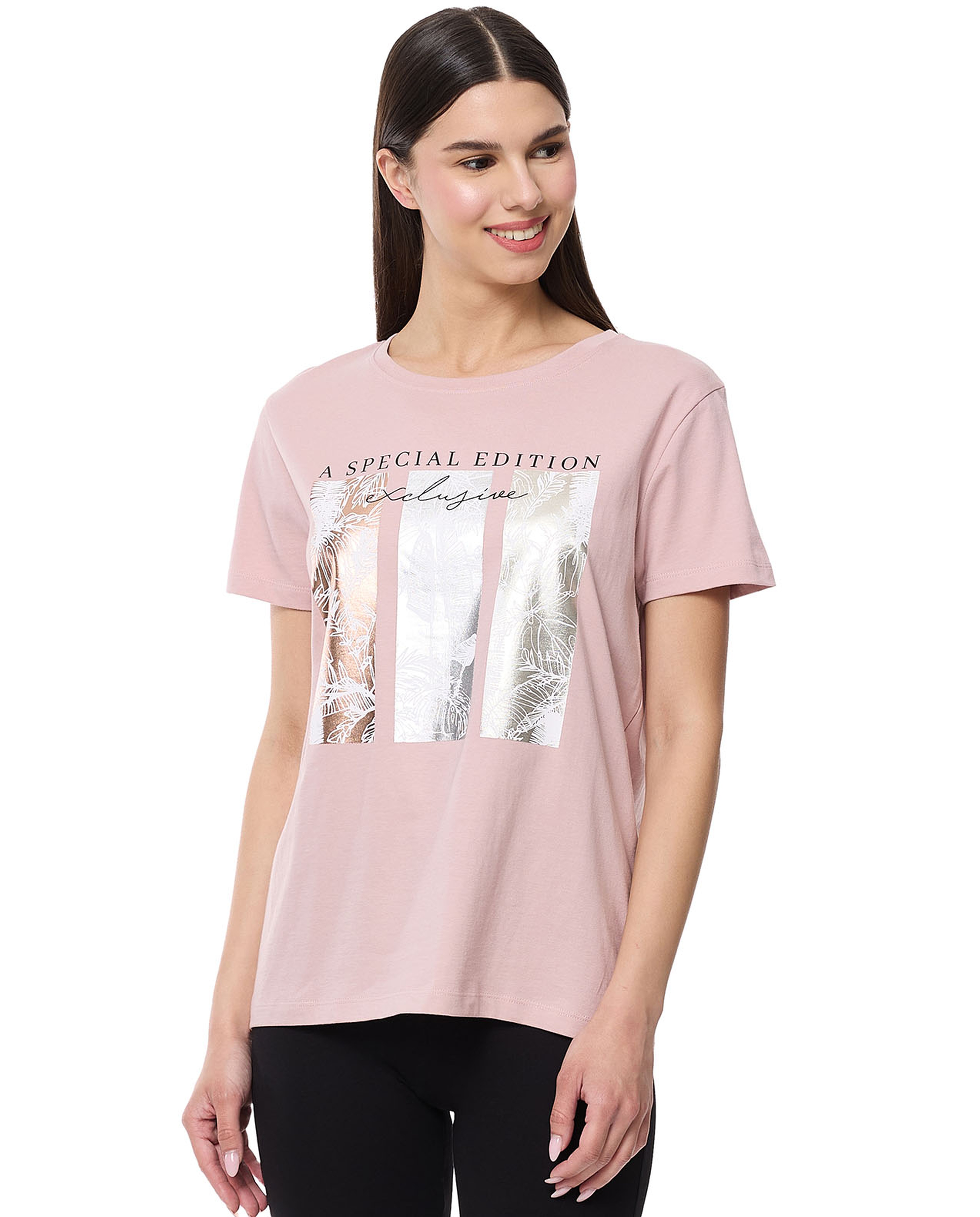 Printed T-Shirt with Crew Neck and Short Sleeves