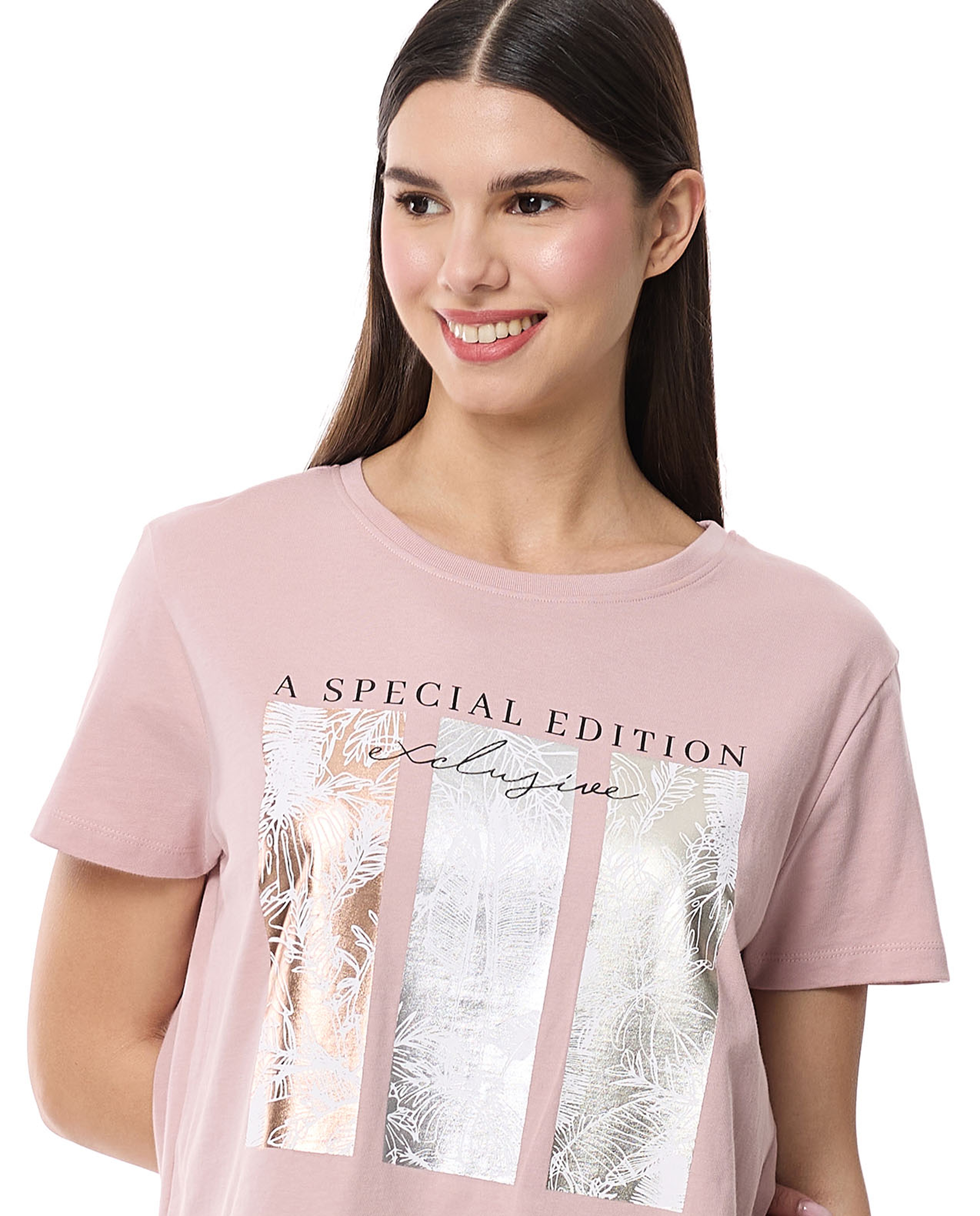 Printed T-Shirt with Crew Neck and Short Sleeves