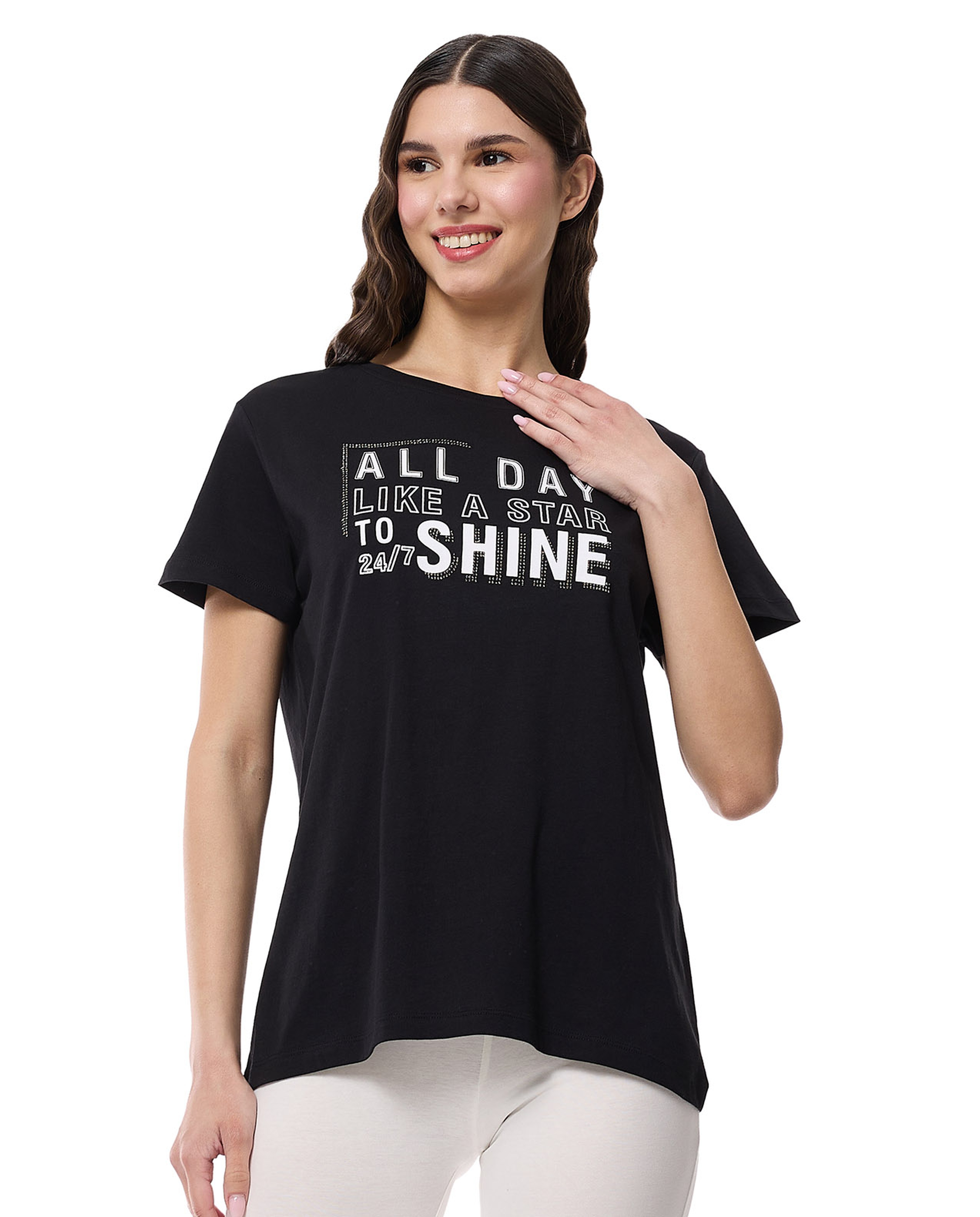 Printed T-Shirt with Crew Neck and Short Sleeves