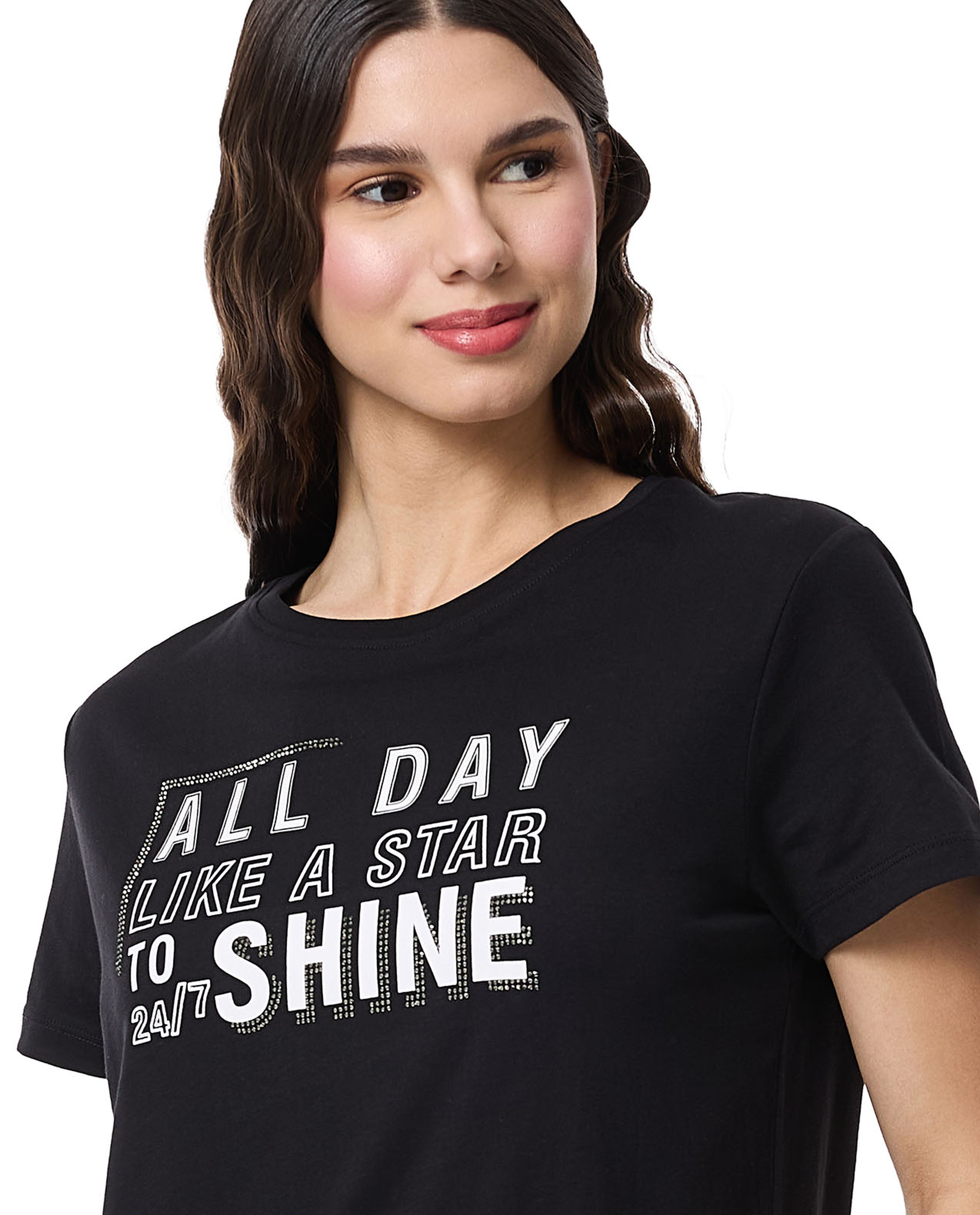 Printed T-Shirt with Crew Neck and Short Sleeves