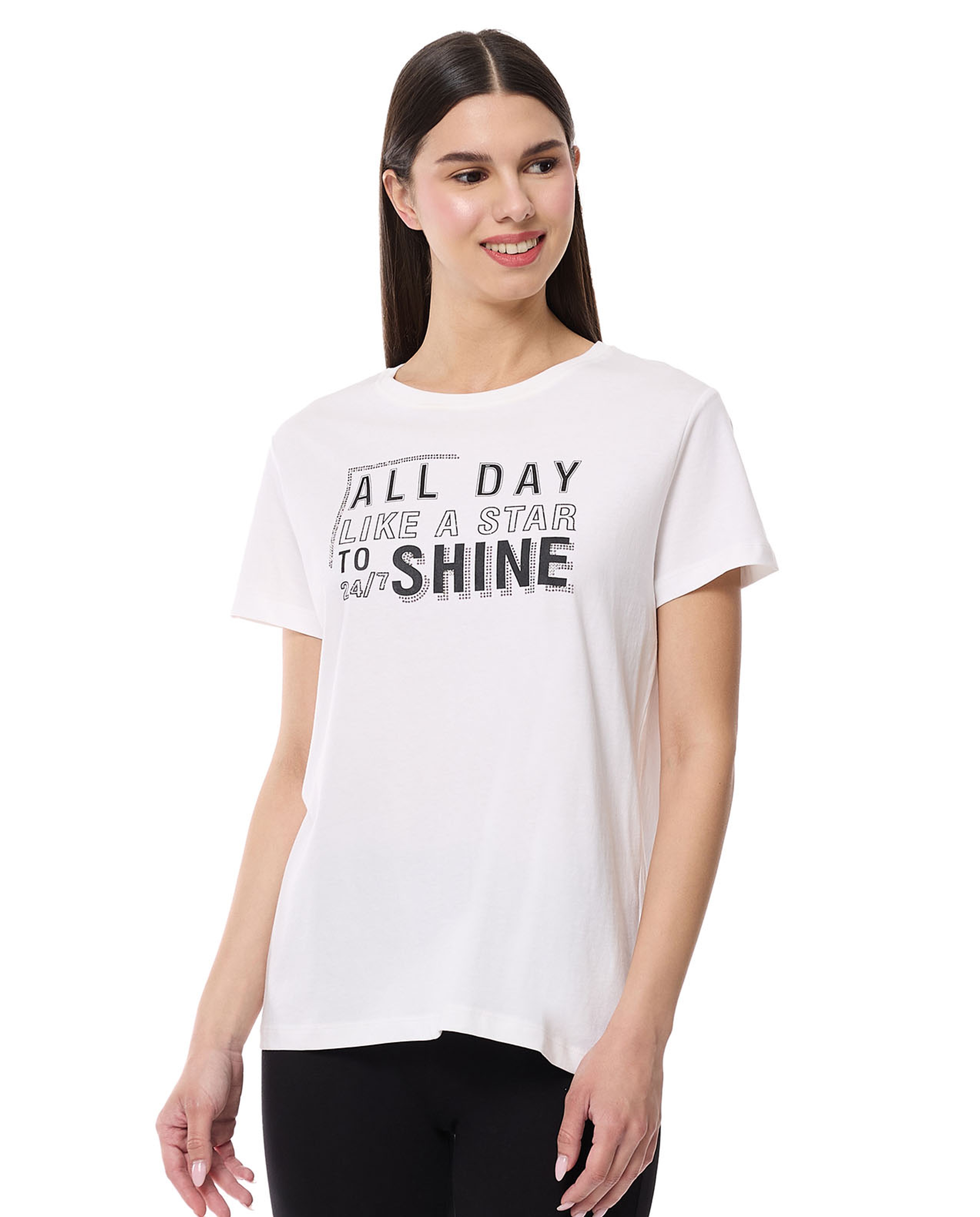 Printed T-Shirt with Crew Neck and Short Sleeves