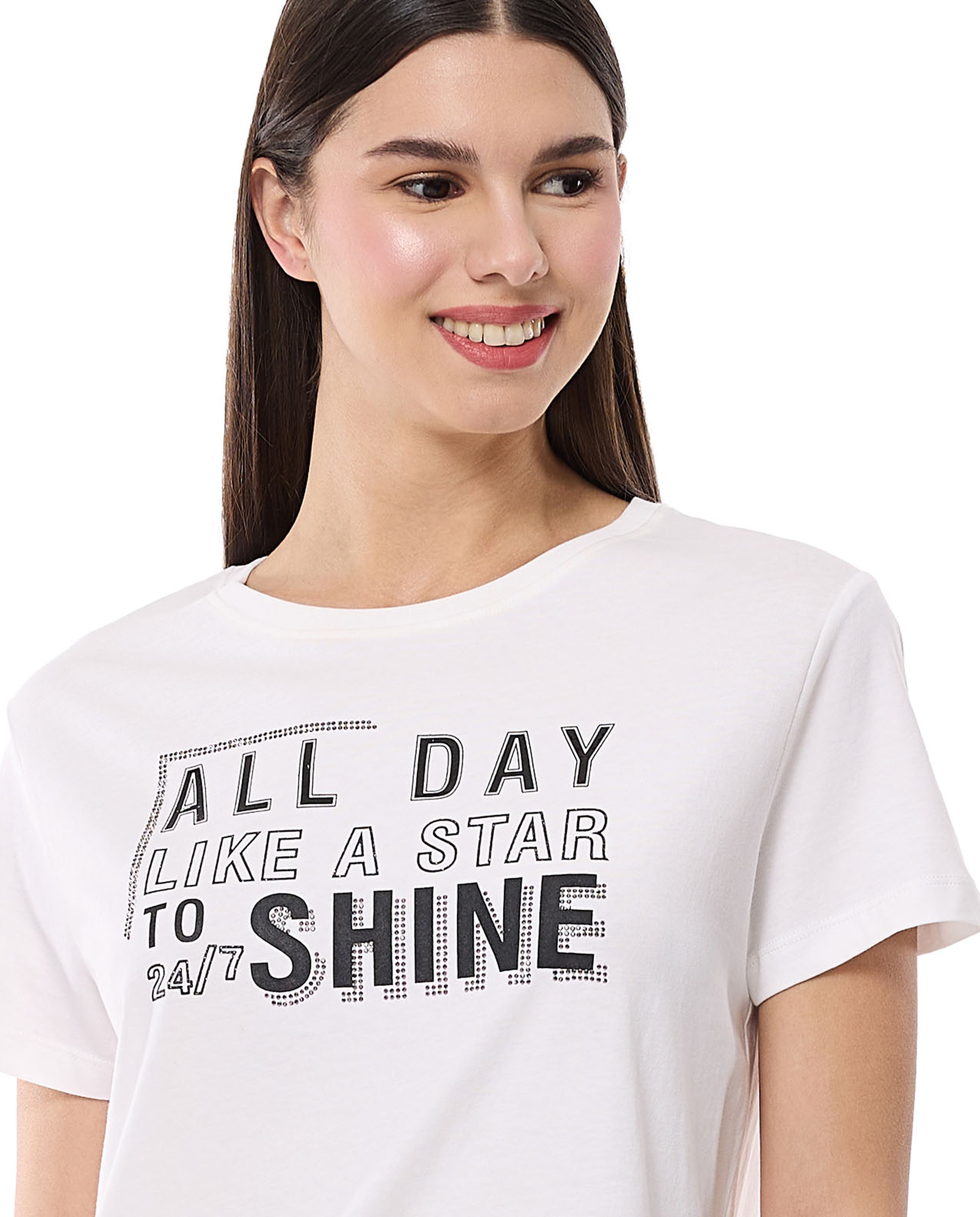 Printed T-Shirt with Crew Neck and Short Sleeves