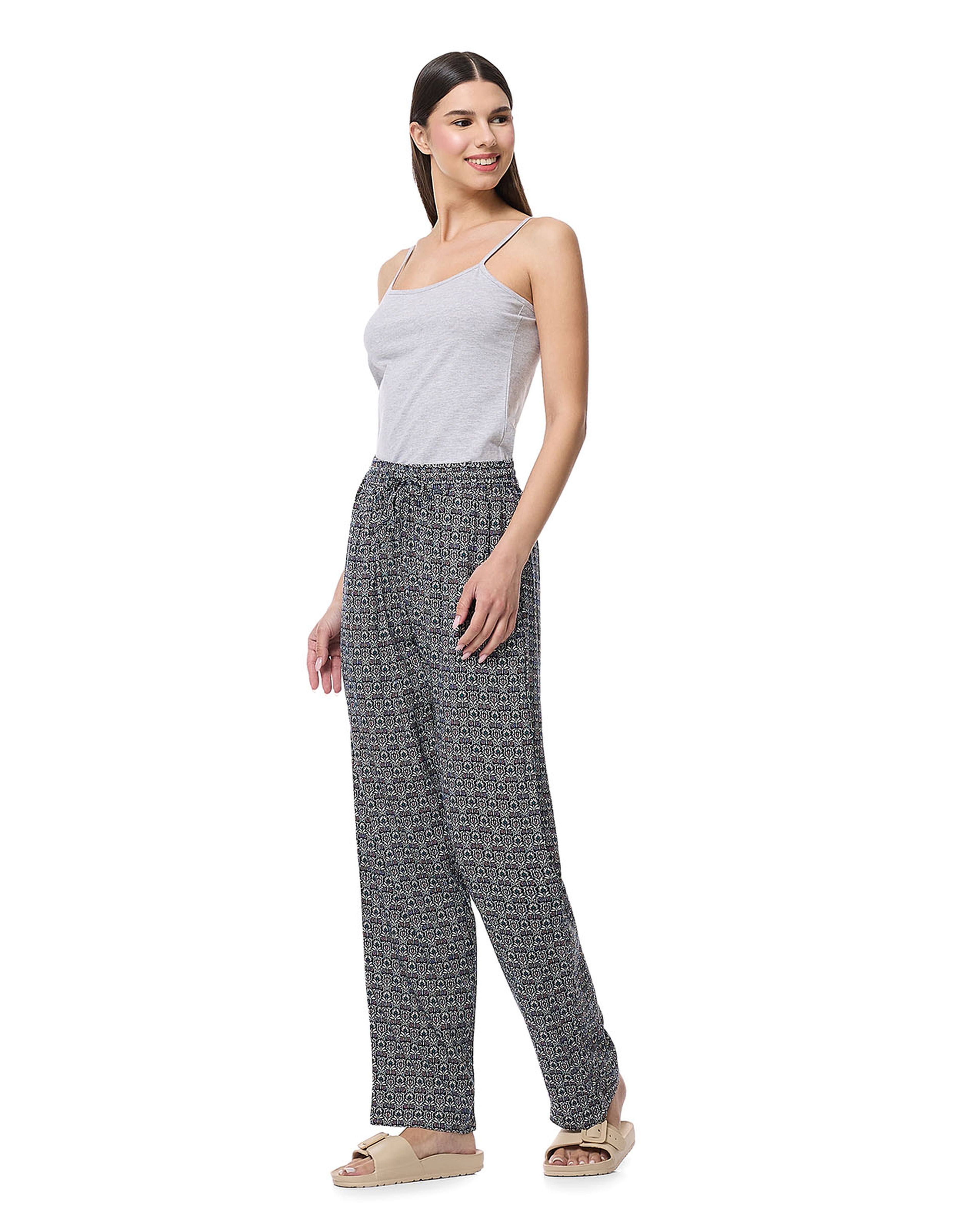 Printed Pyjama Pants with Drawstring Waist
