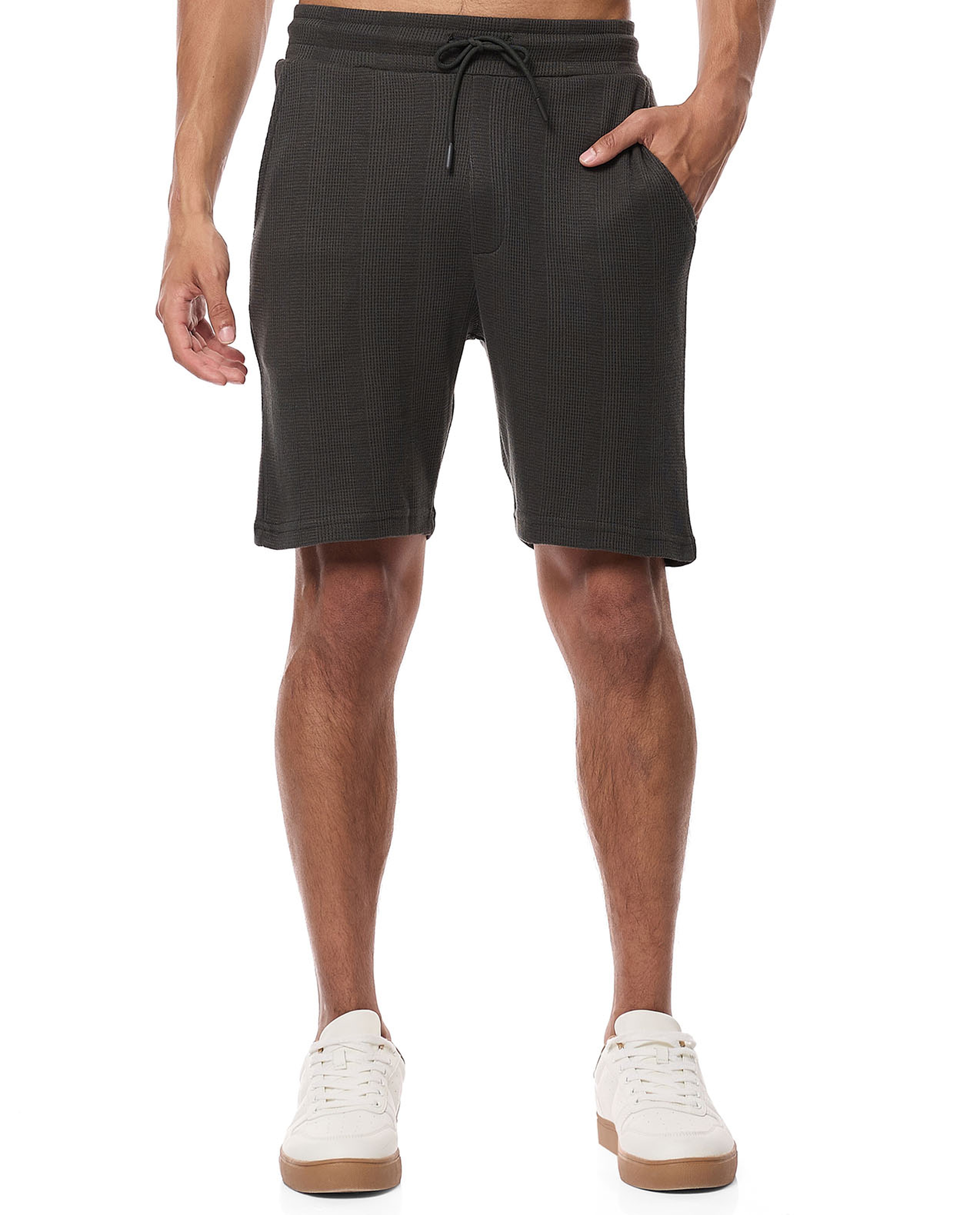 Textured Shorts with Drawstring Waist