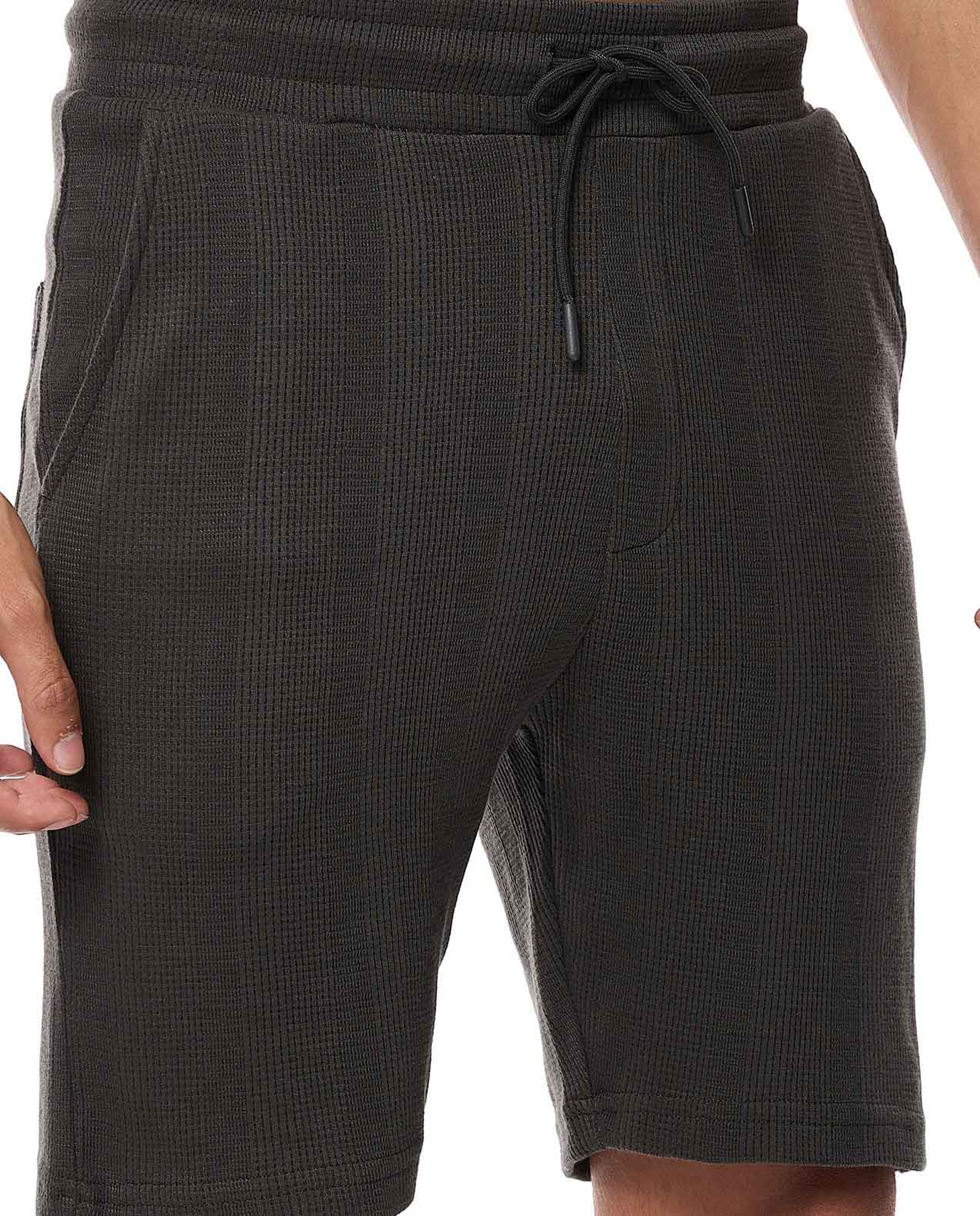 Textured Shorts with Drawstring Waist