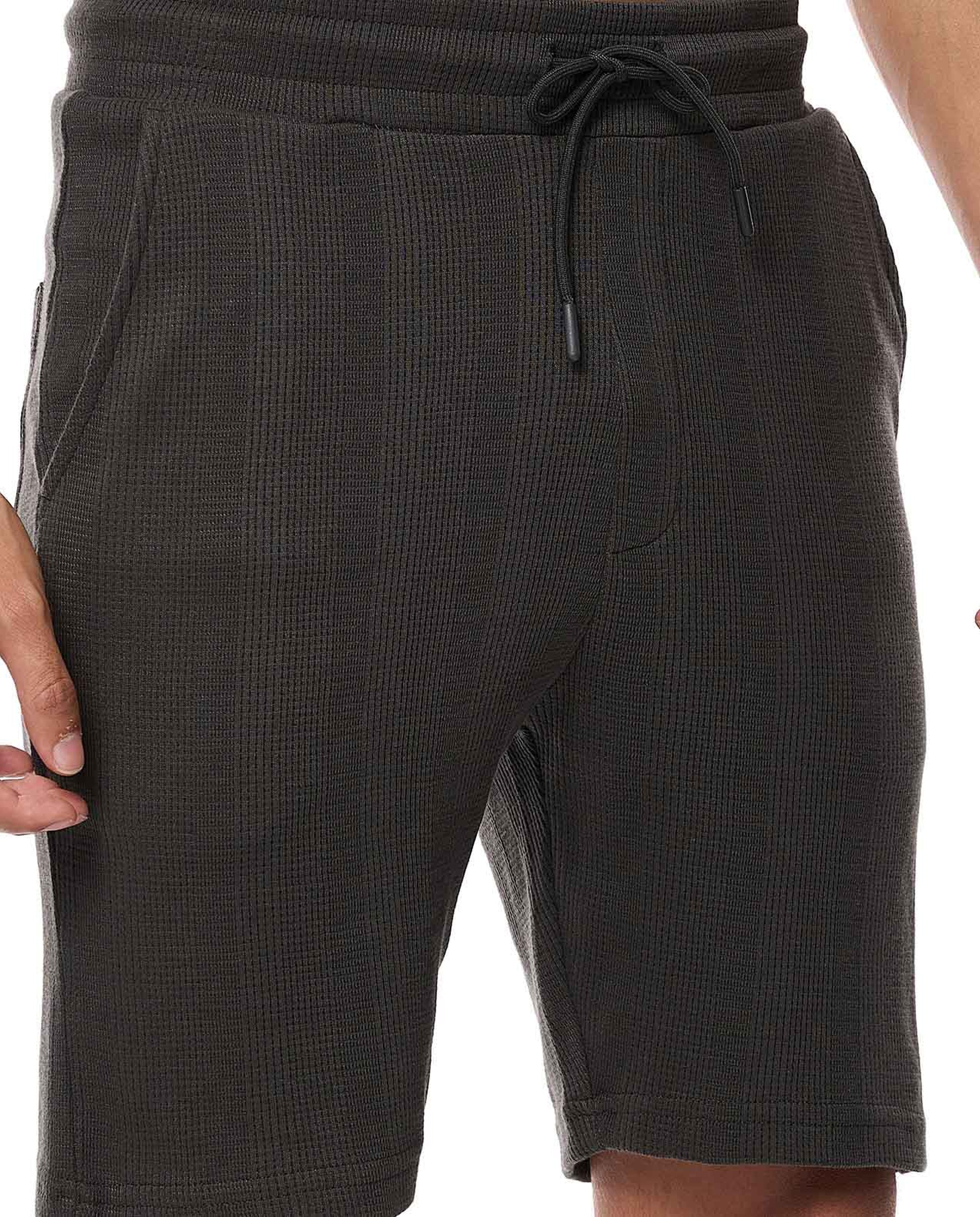 Textured Shorts with Drawstring Waist