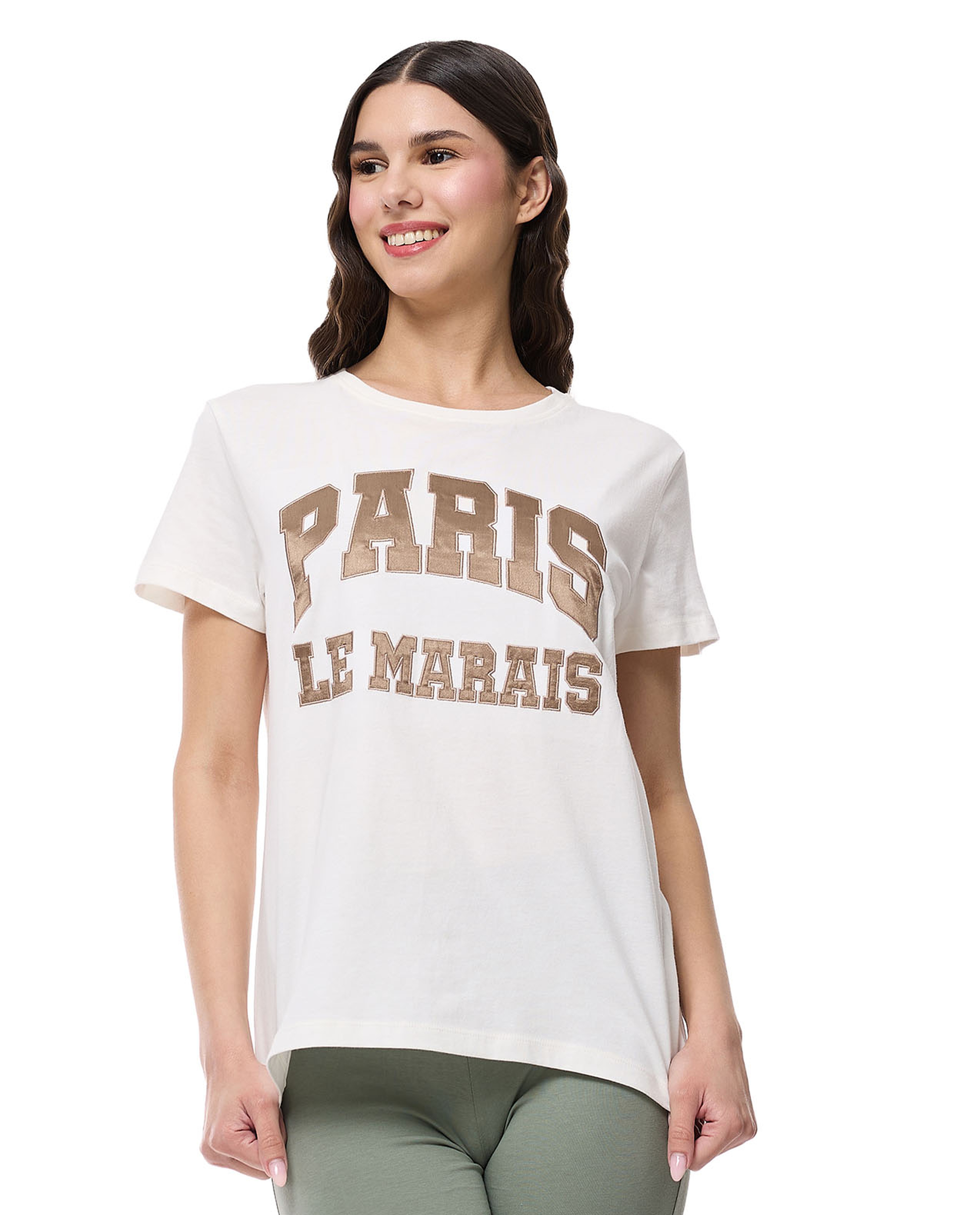 Printed T-Shirt with Crew Neck and Short Sleeves