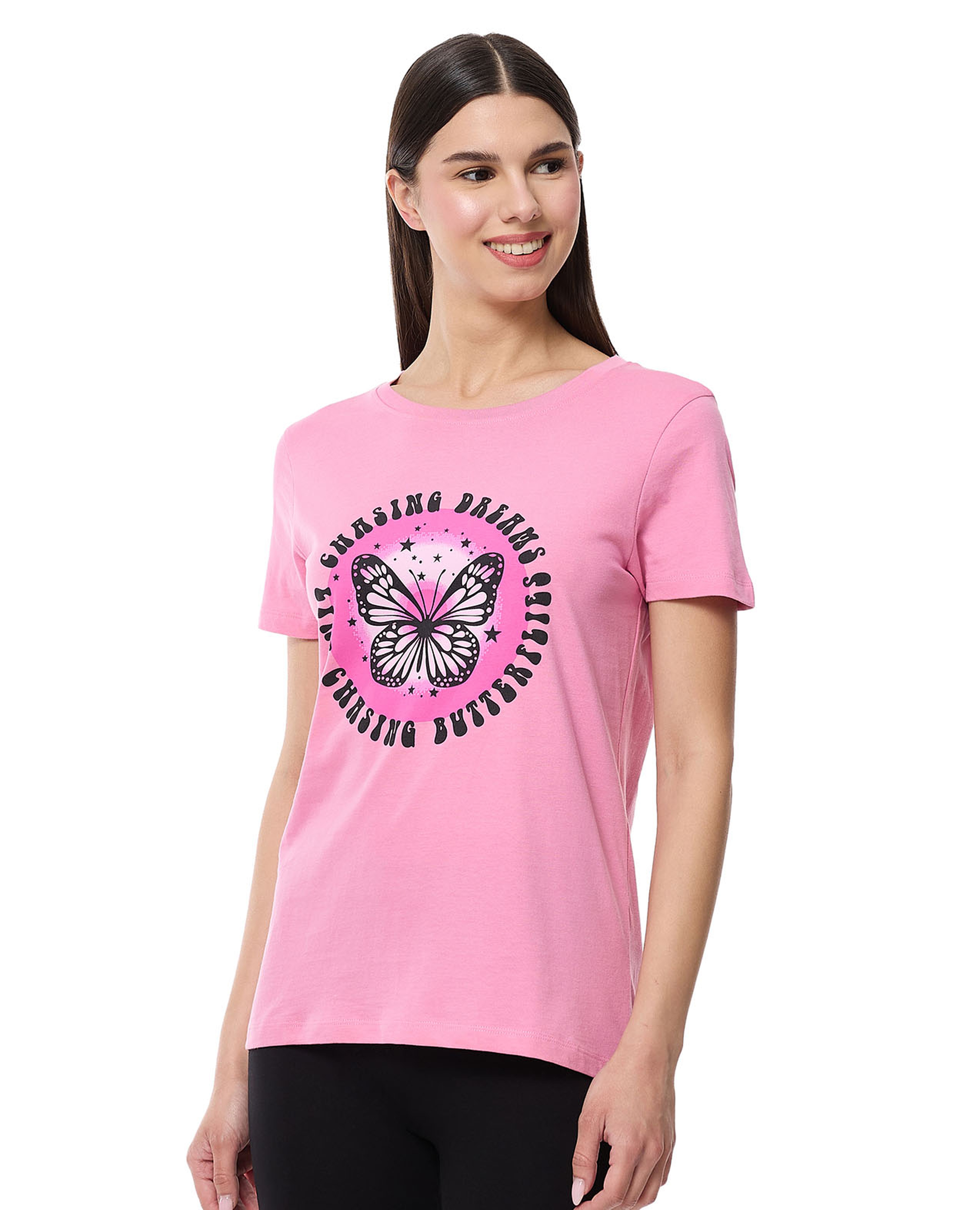 Printed T-Shirt with Crew Neck and Short Sleeves