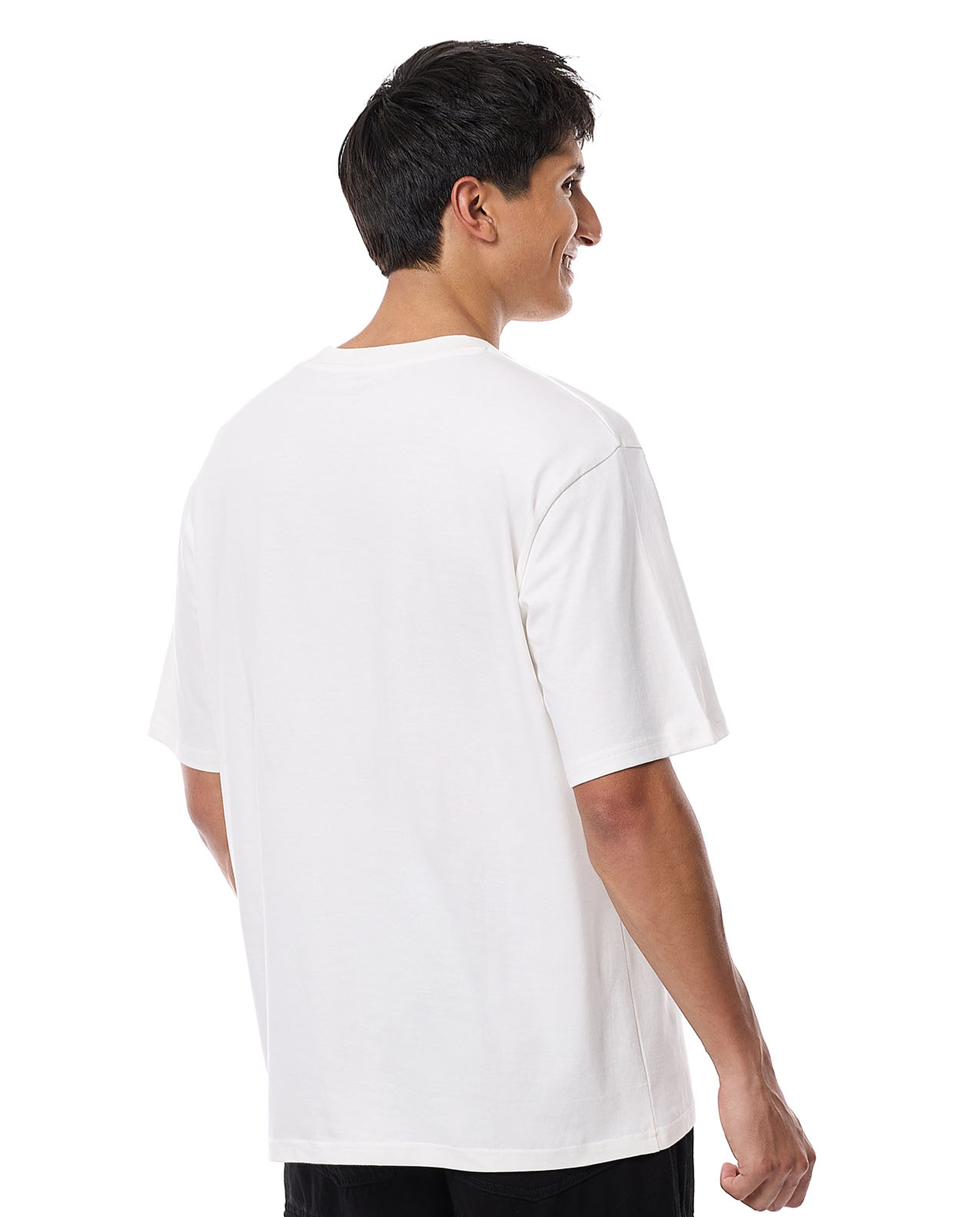 Typography Print T-Shirt with Crew Neck and Short Sleeves