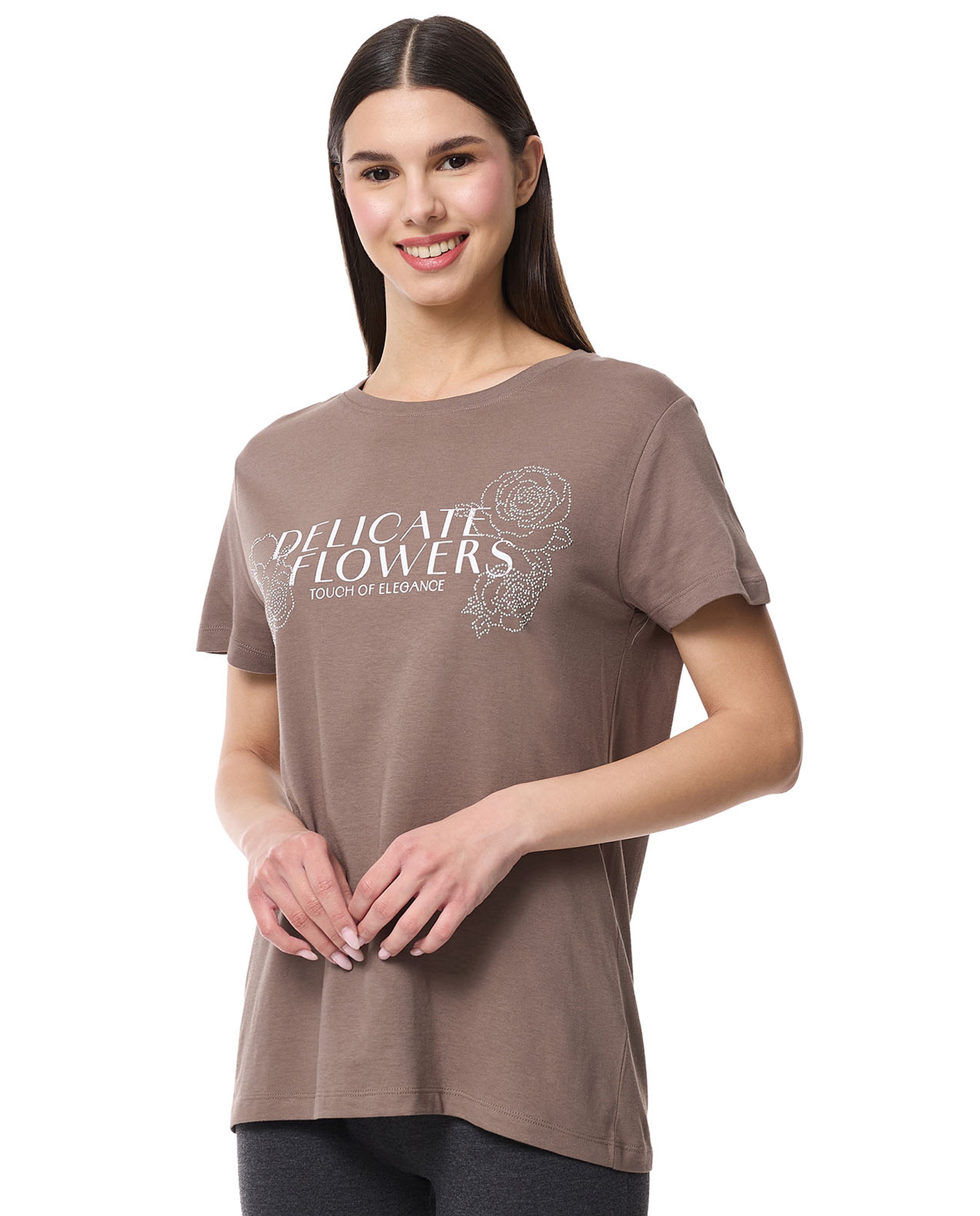 Printed T-Shirt with Crew Neck and Short Sleeves