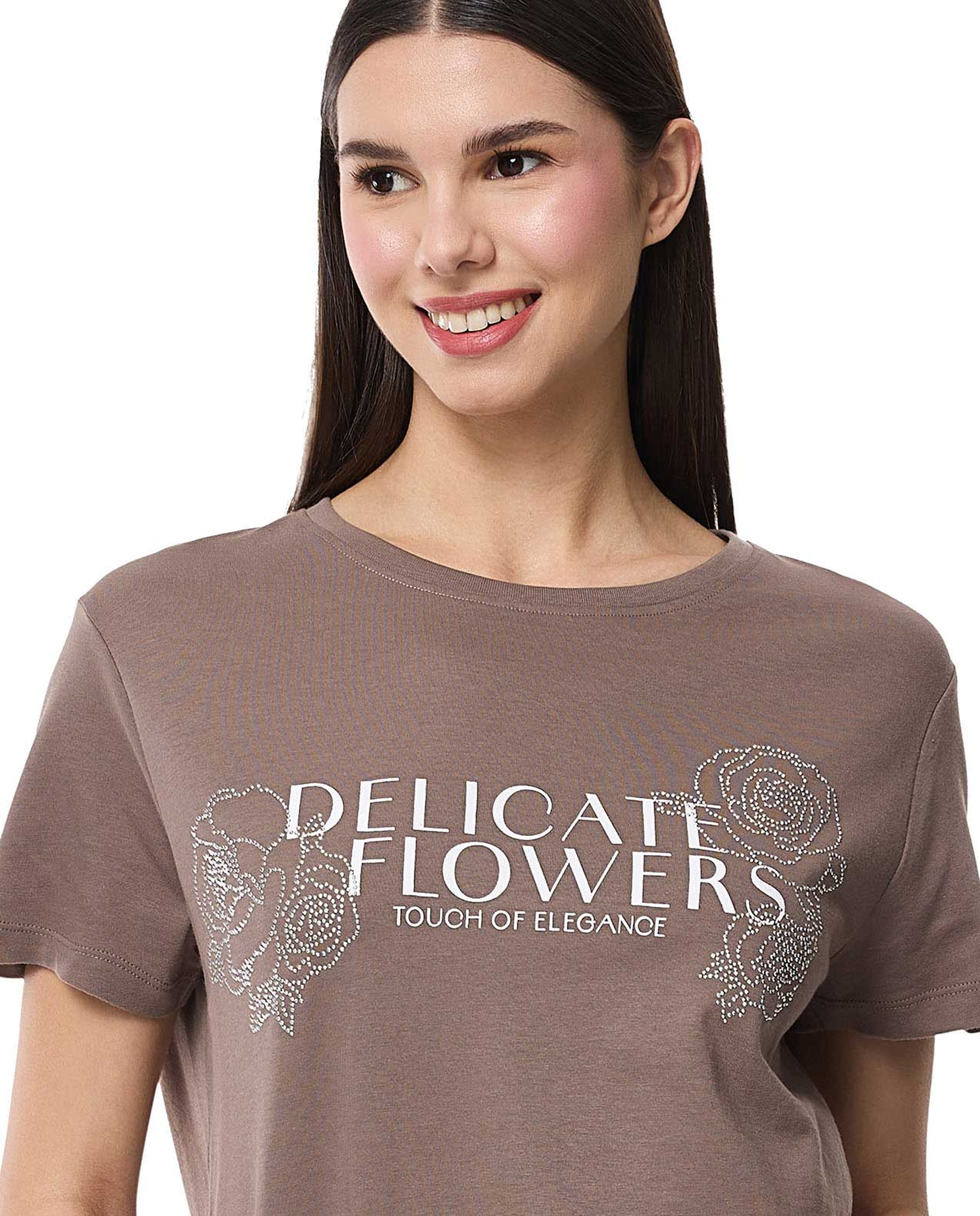 Printed T-Shirt with Crew Neck and Short Sleeves