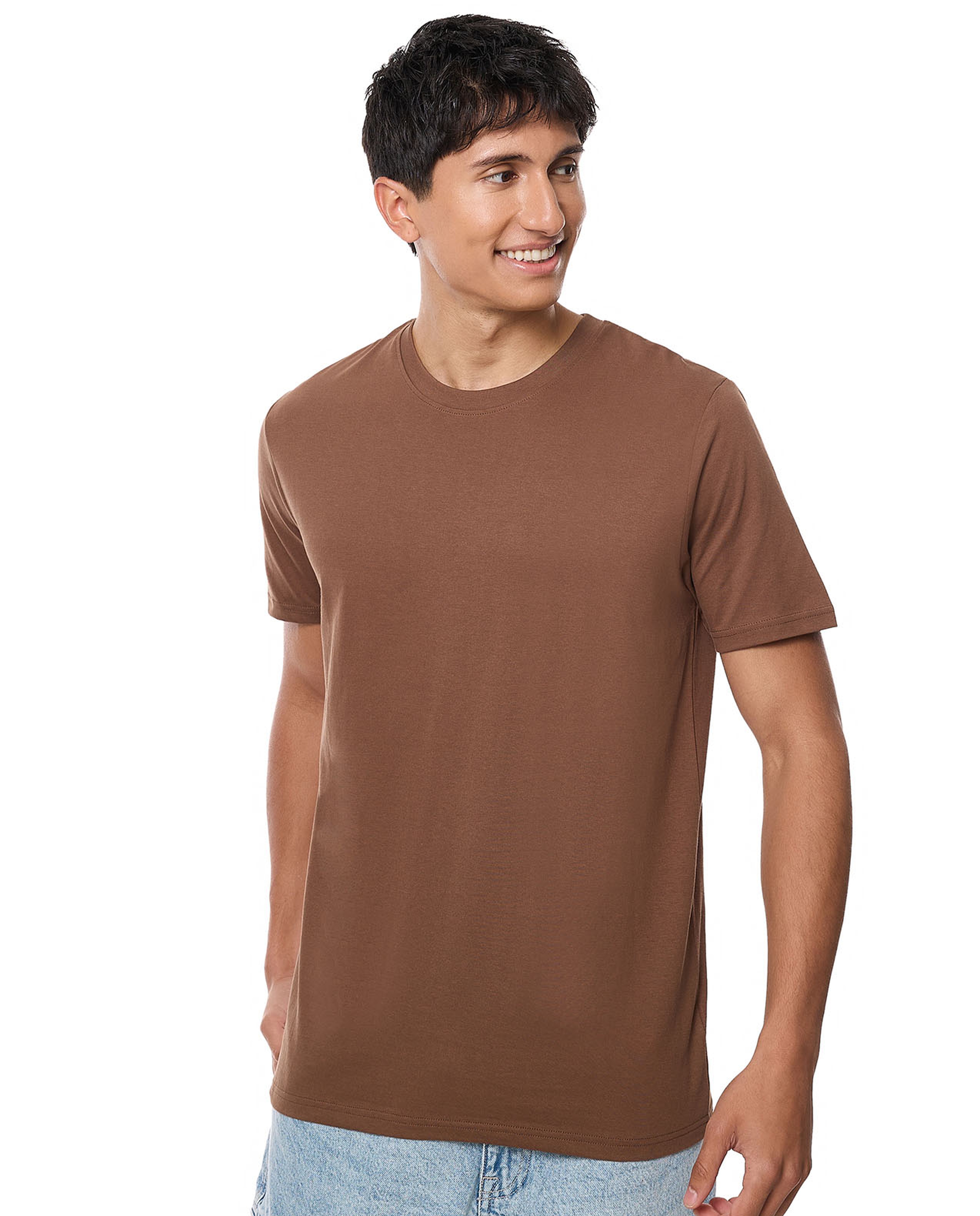 Solid T-Shirt with Crew Neck and Short Sleeves