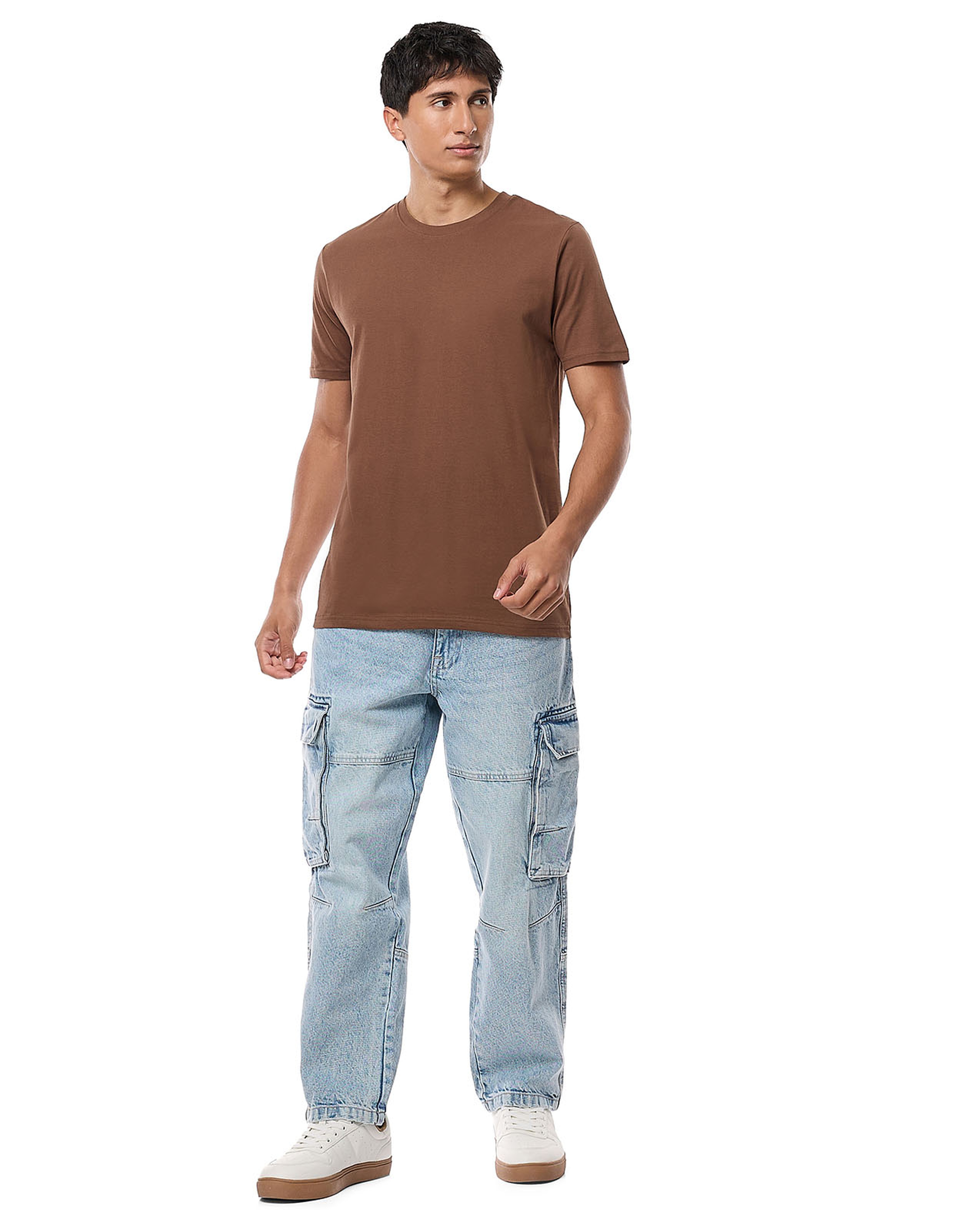 Solid T-Shirt with Crew Neck and Short Sleeves