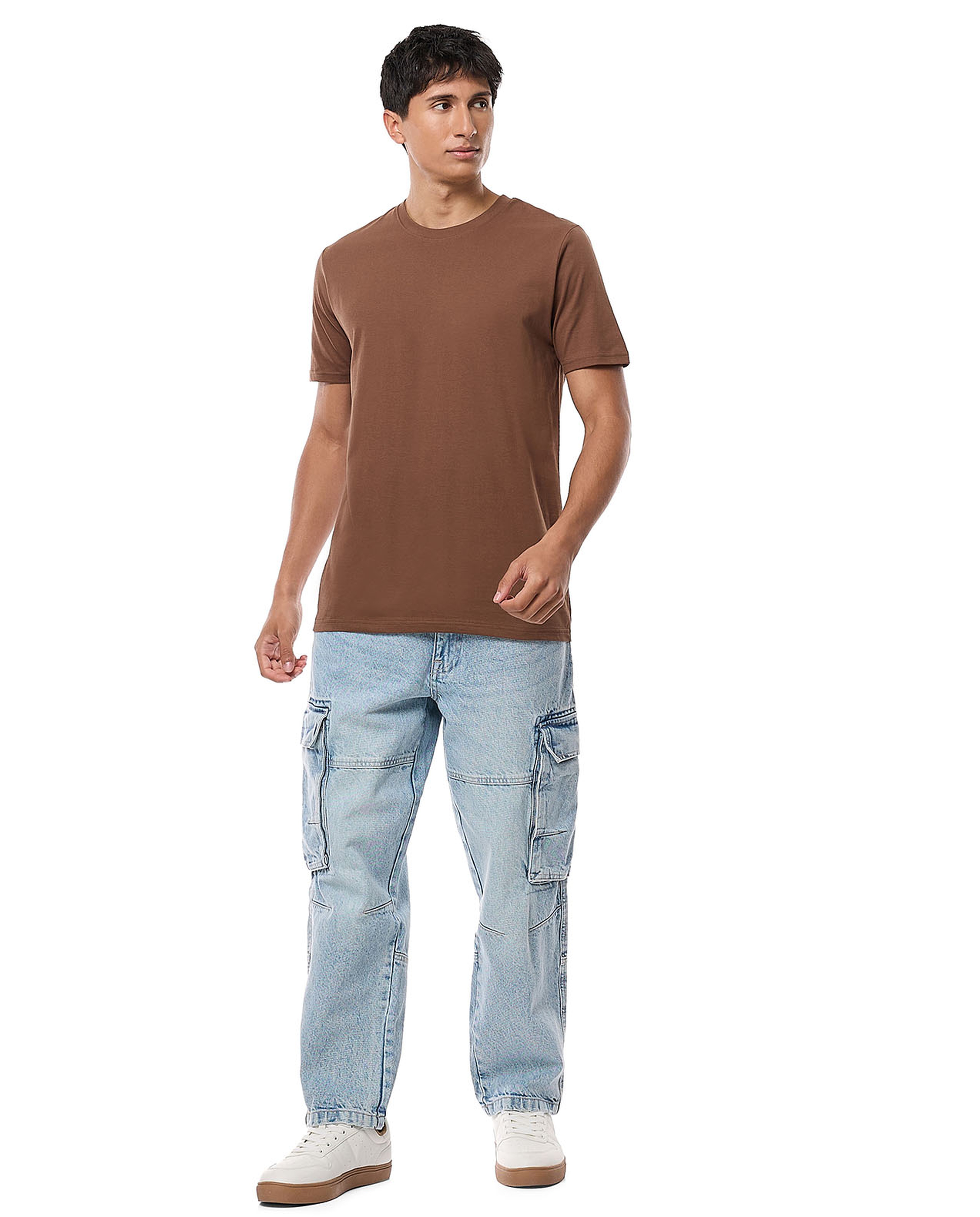 Solid T-Shirt with Crew Neck and Short Sleeves