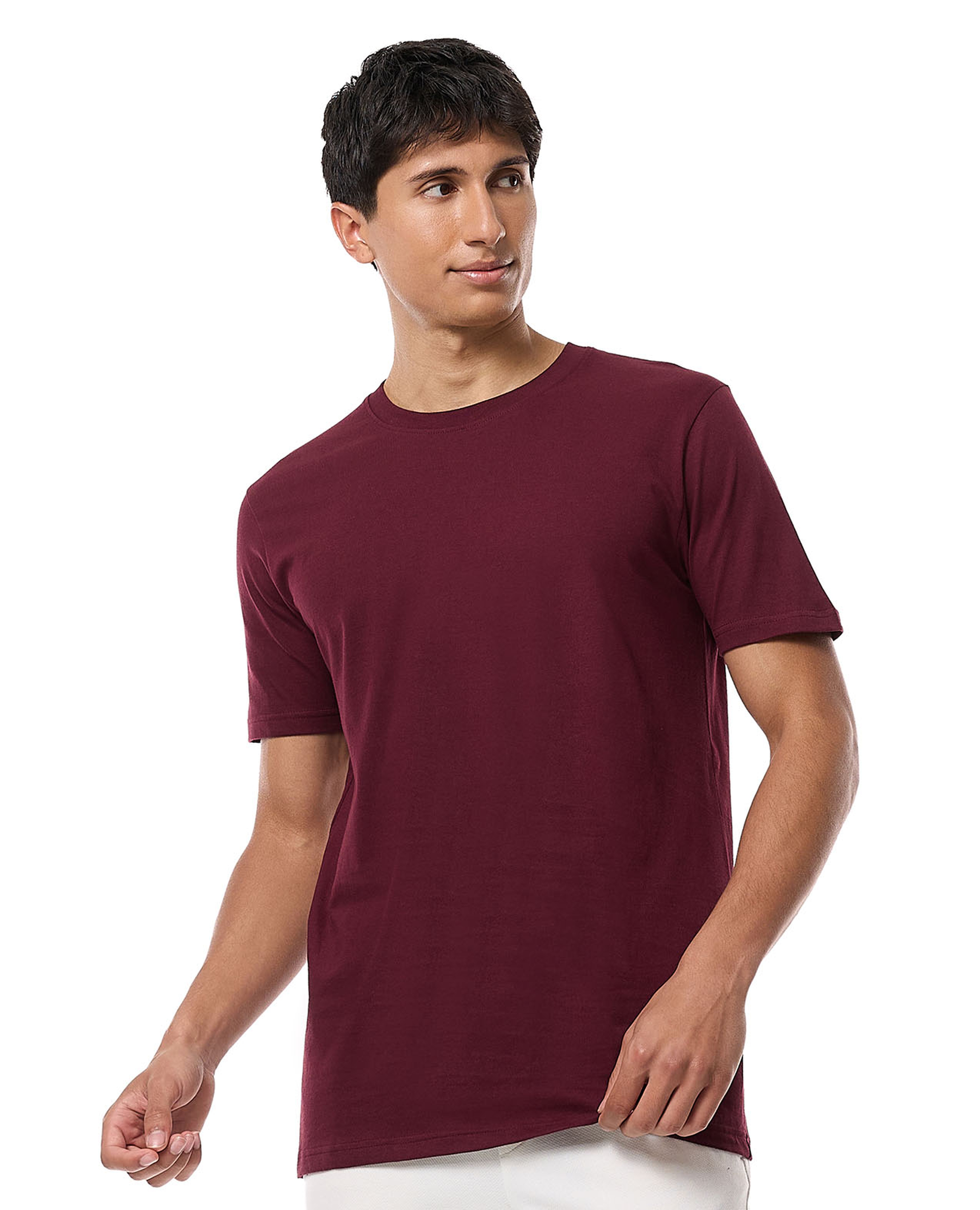 Solid T-Shirt with Crew Neck and Short Sleeves