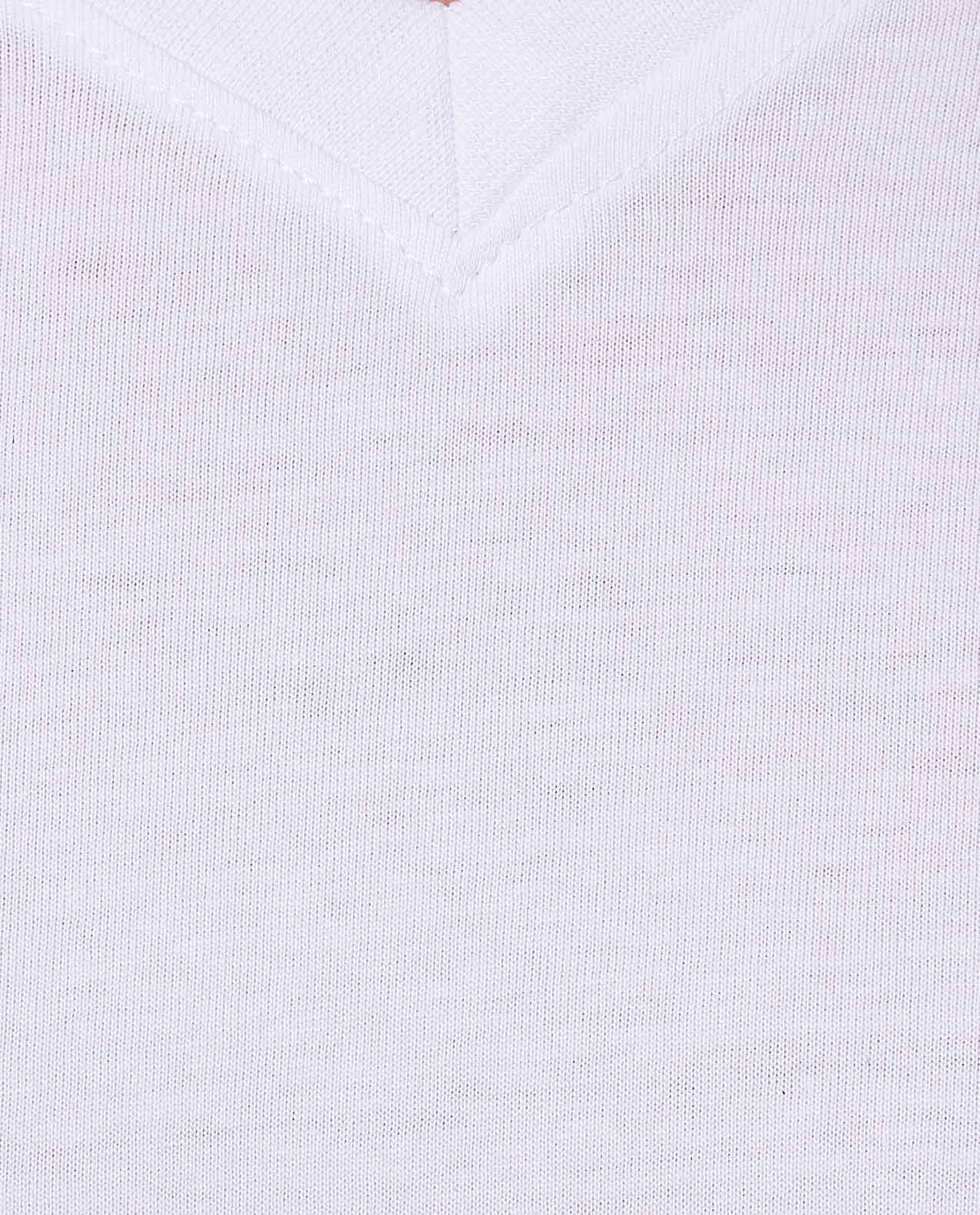 Solid T-Shirt with V-Neck and Short Sleeves