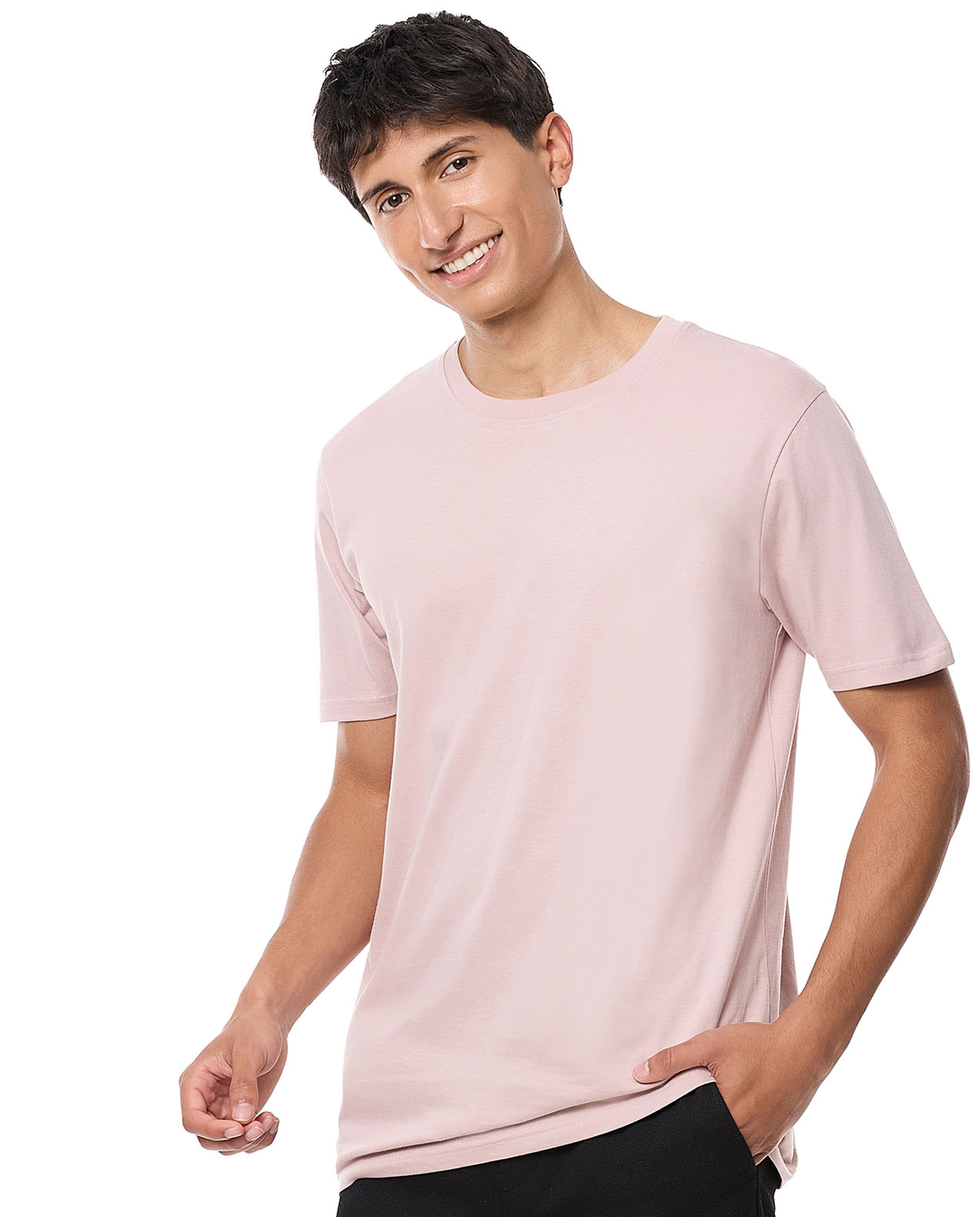 Solid T-Shirt with Crew Neck and Short Sleeves