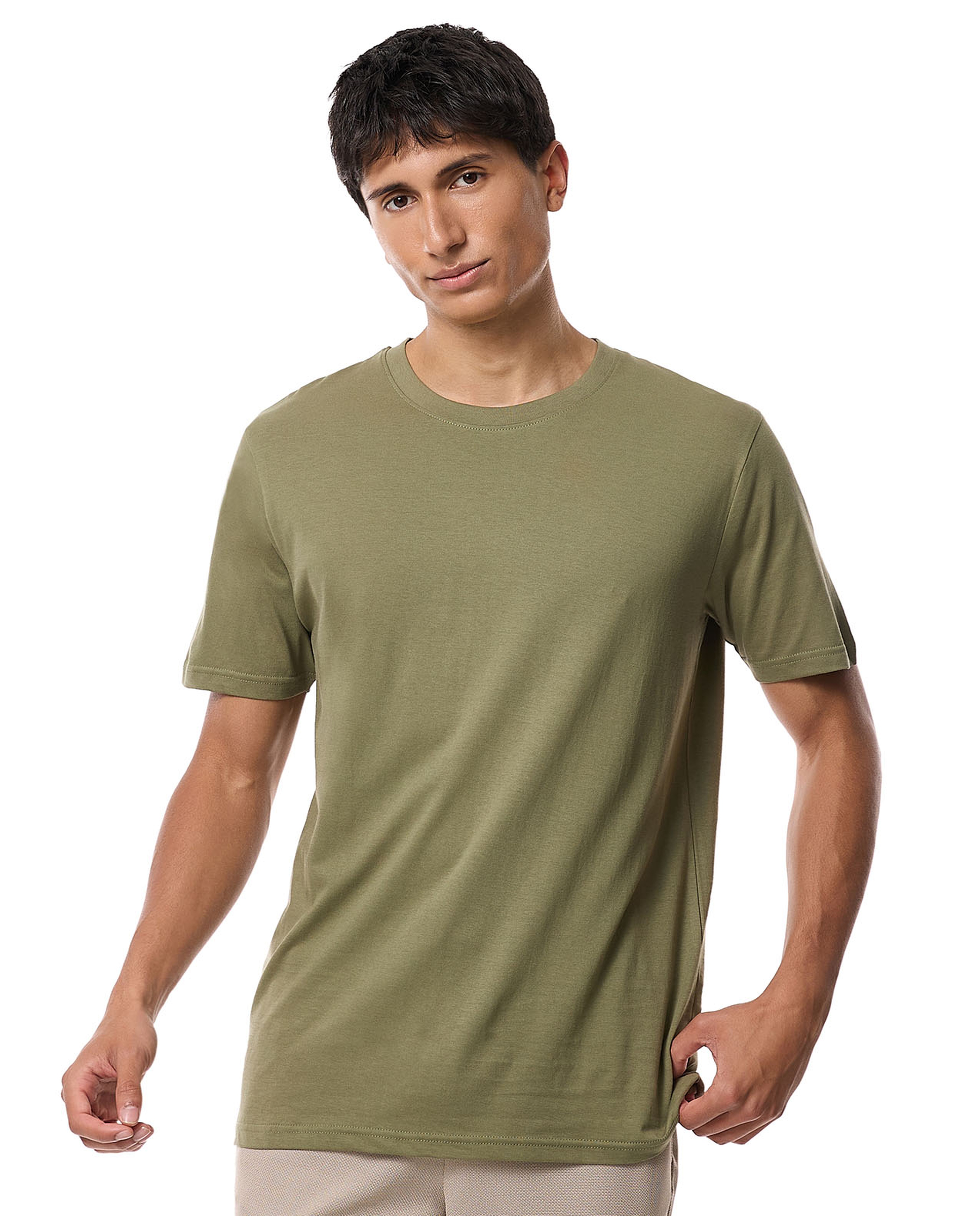 Solid T-Shirt with Crew Neck and Short Sleeves
