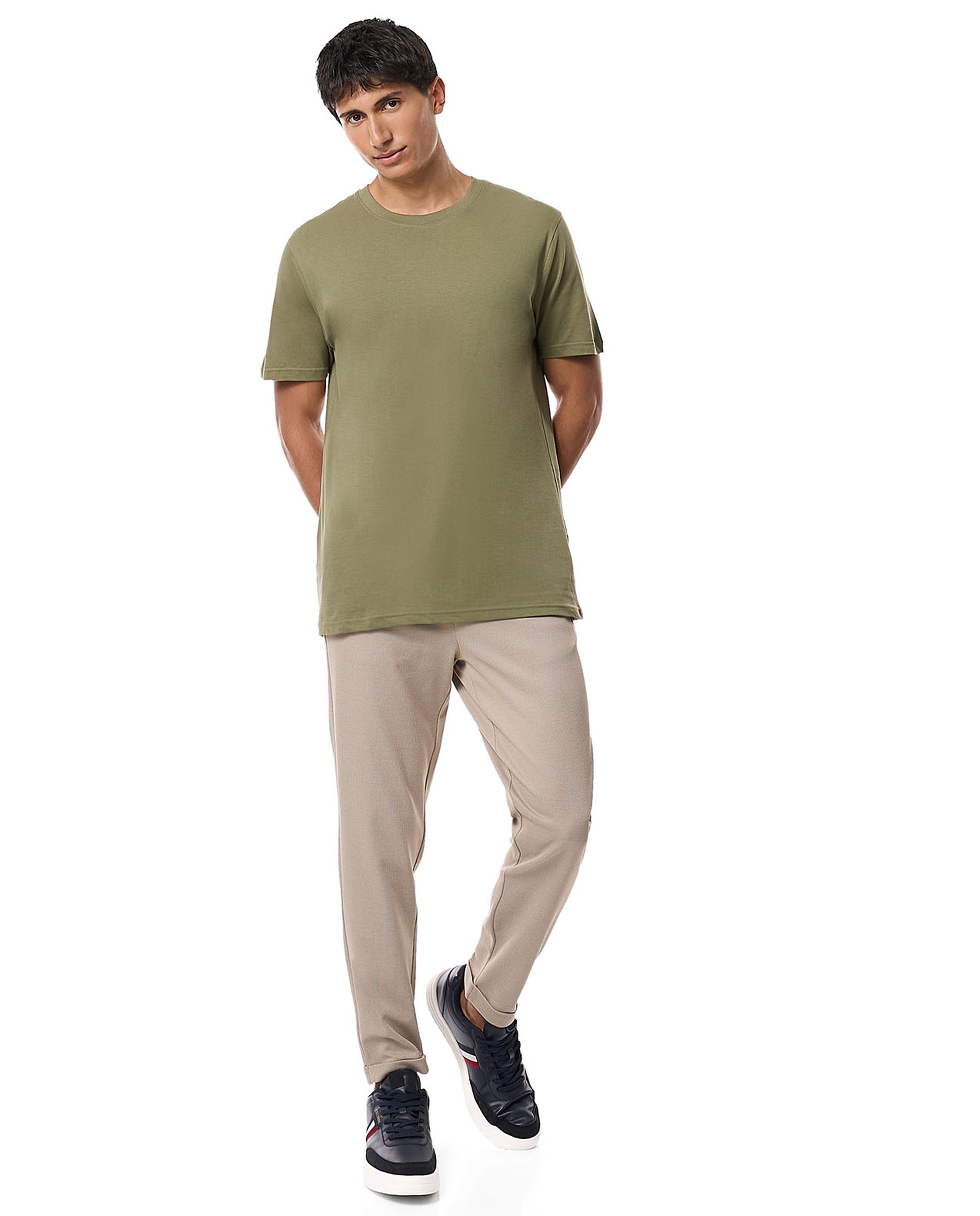 Solid T-Shirt with Crew Neck and Short Sleeves
