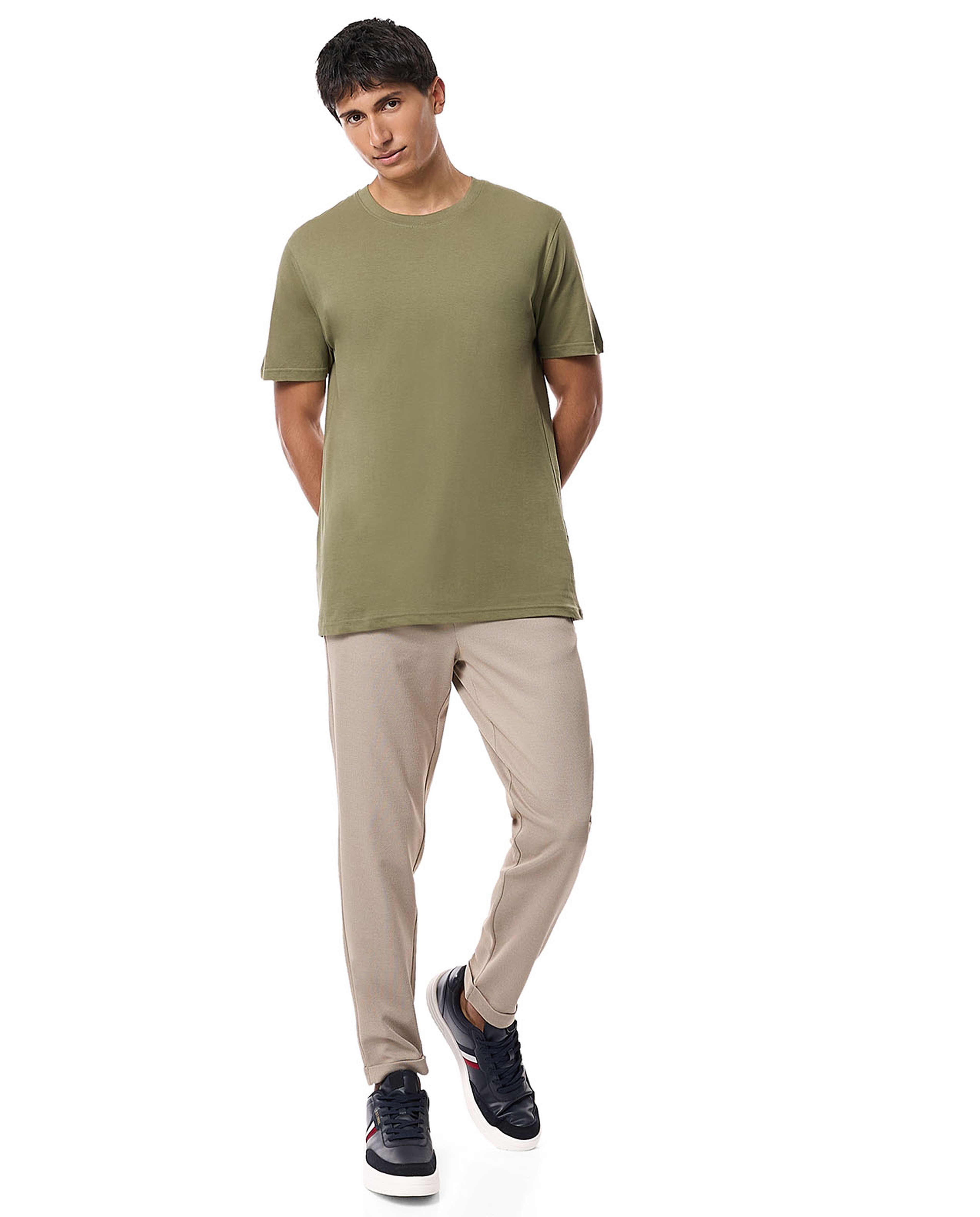 Solid T-Shirt with Crew Neck and Short Sleeves