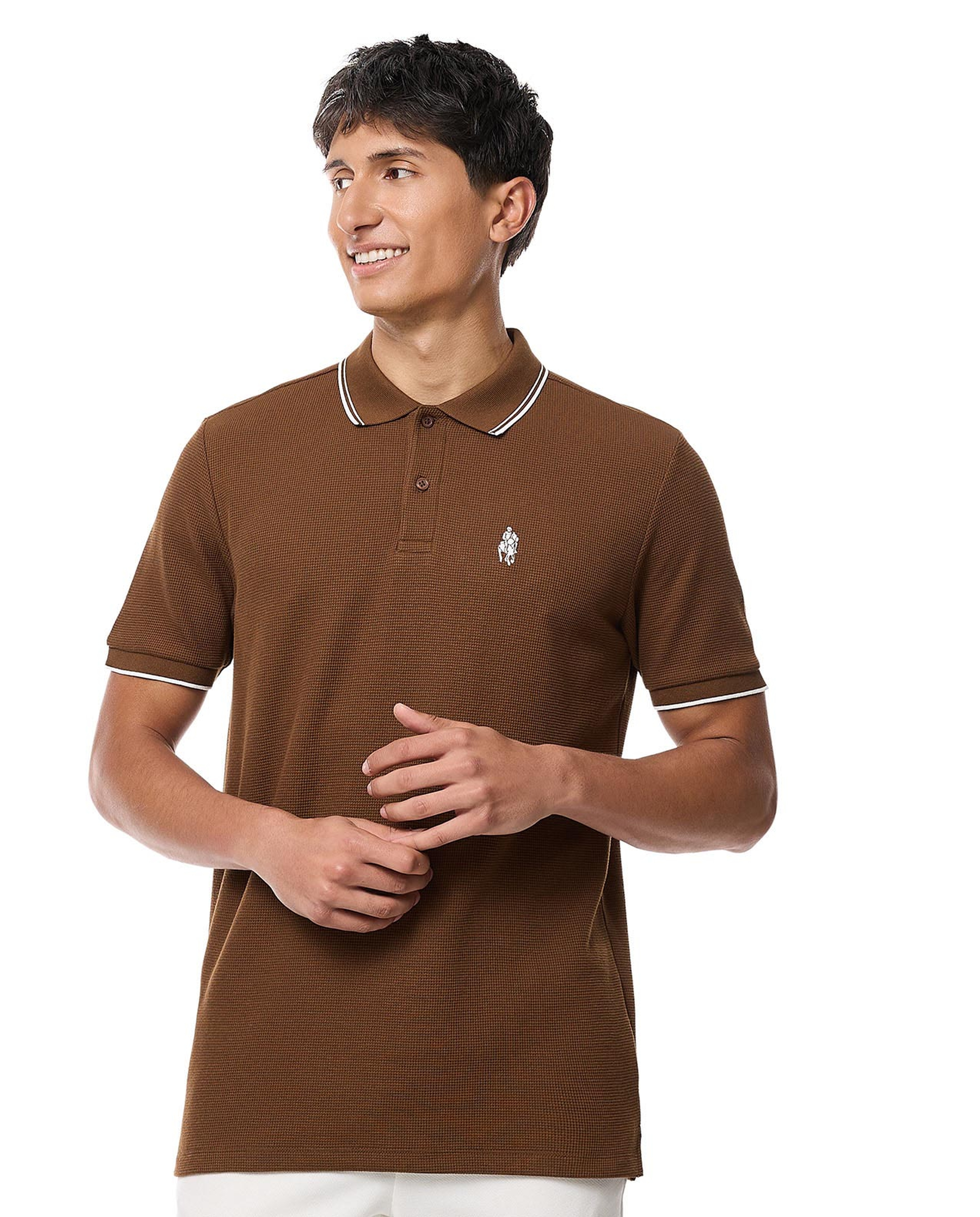 Logo Embroidered Polo T-Shirt with Short Sleeves