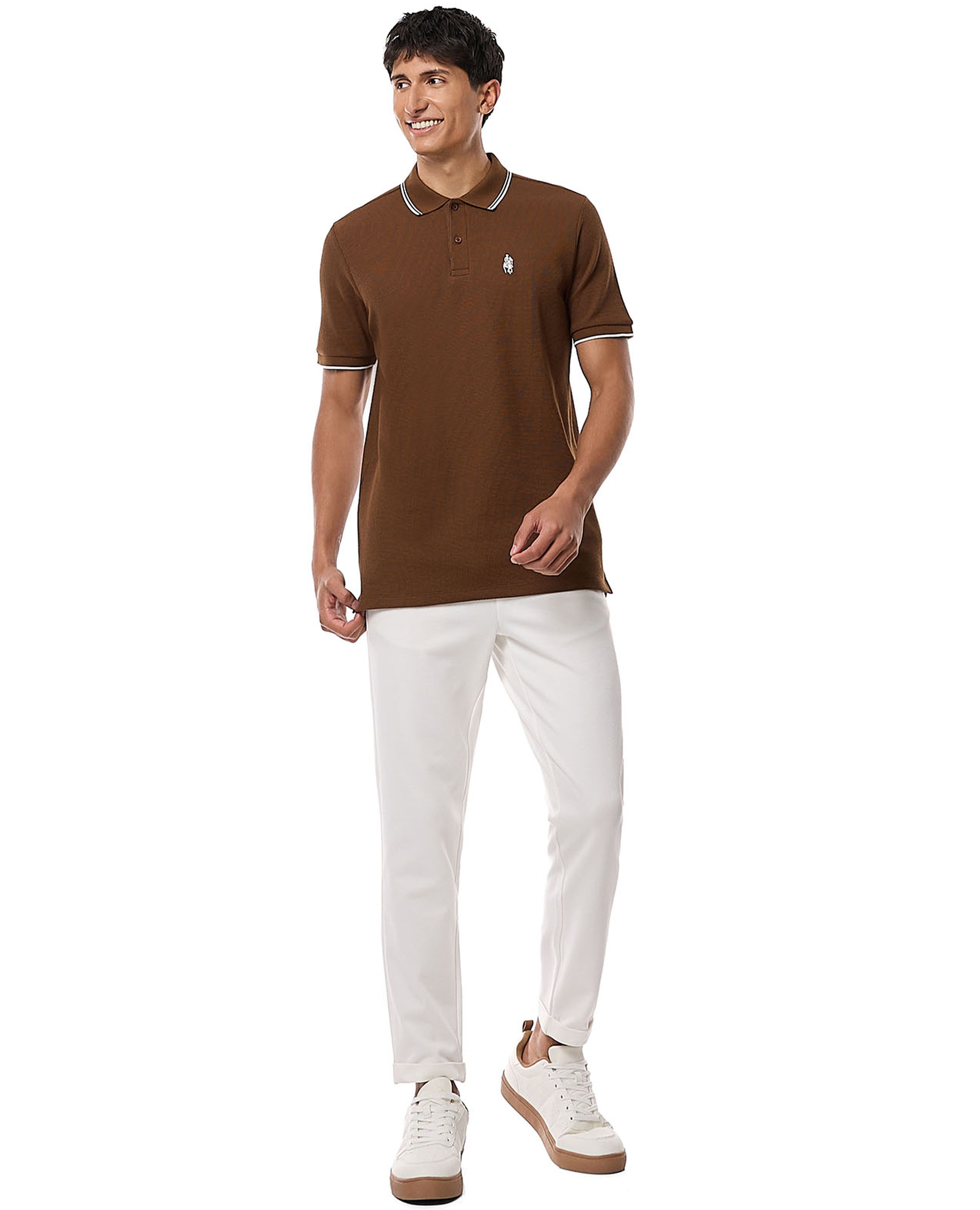 Logo Embroidered Polo T-Shirt with Short Sleeves