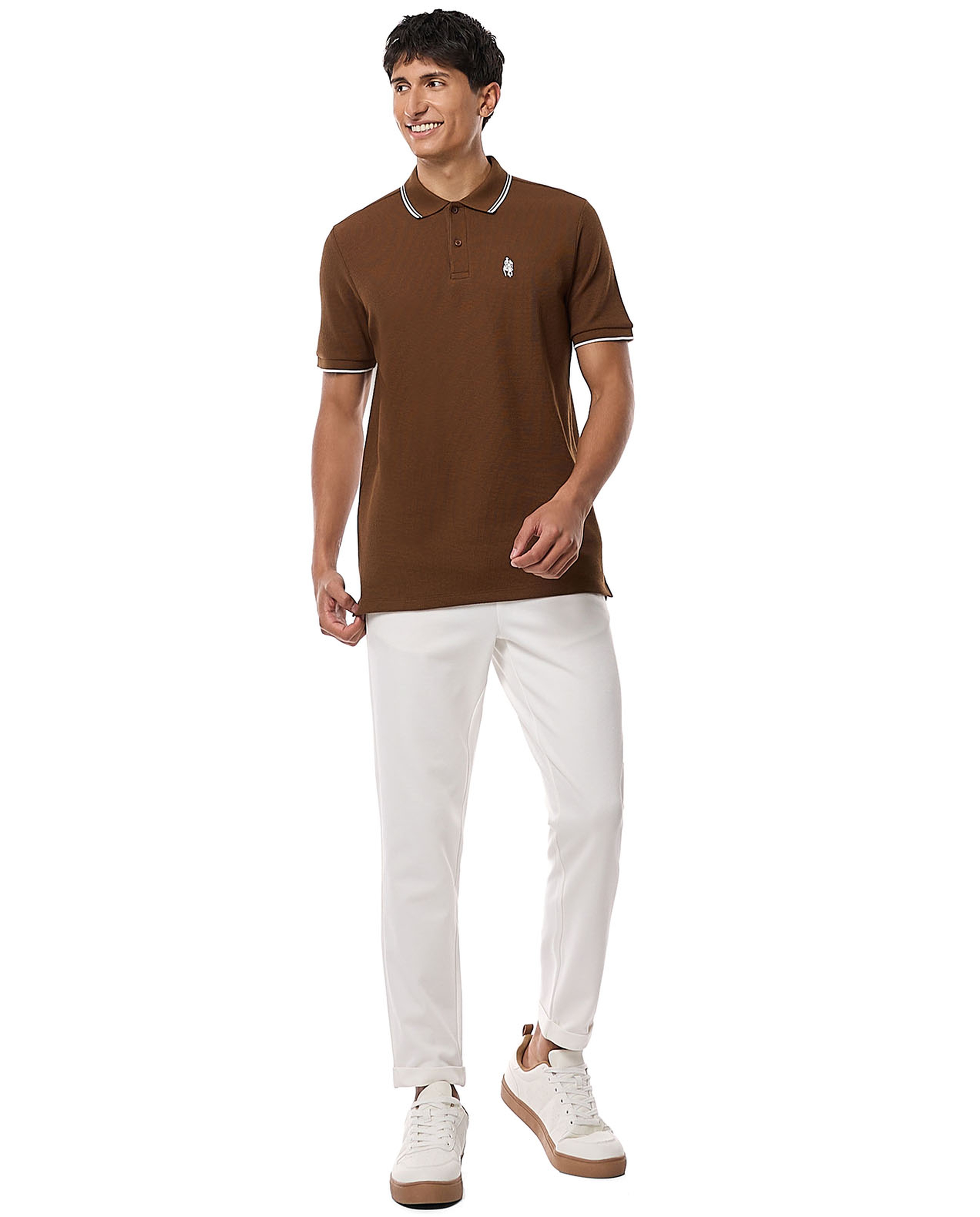 Logo Embroidered Polo T-Shirt with Short Sleeves