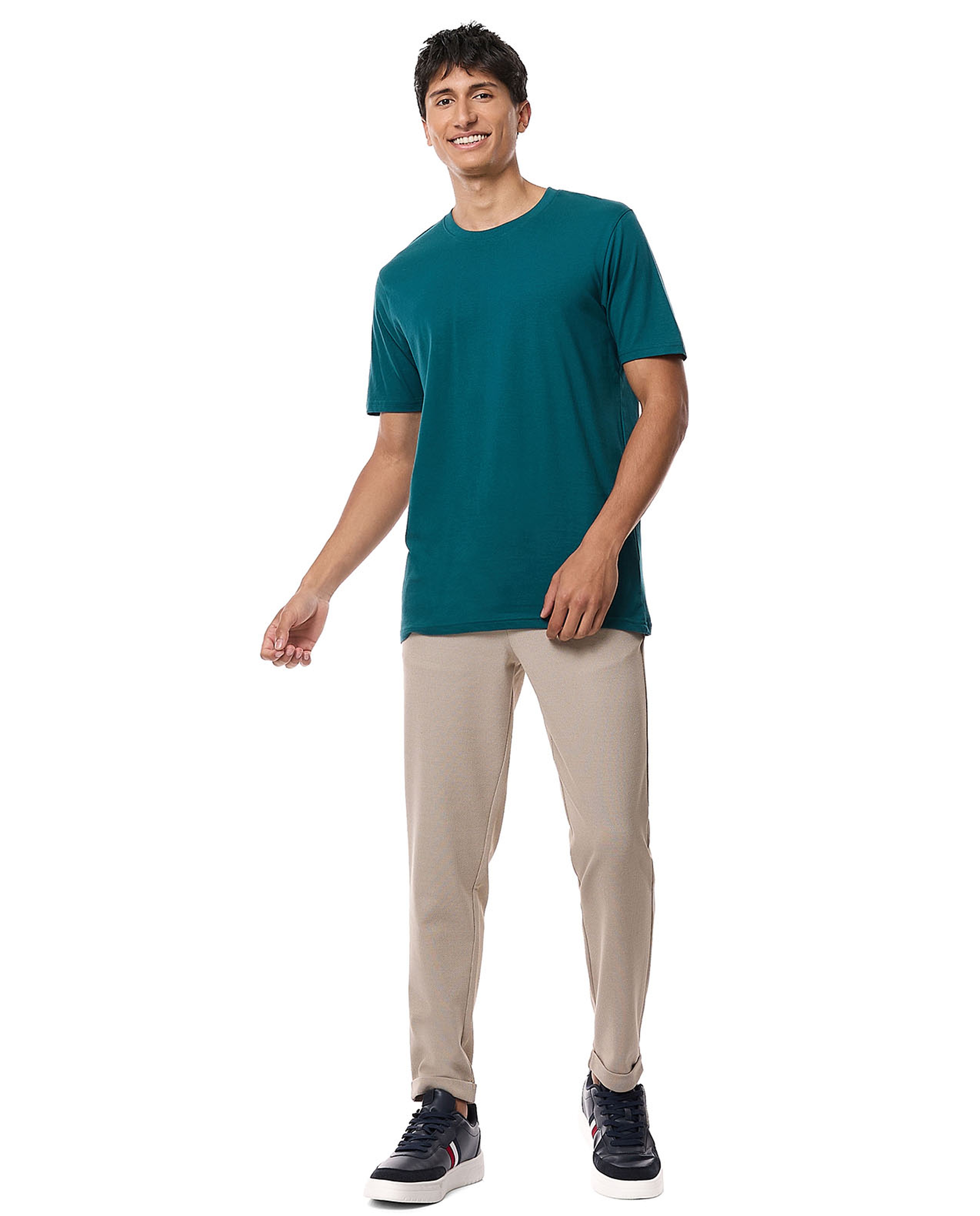 Solid T-Shirt with Crew Neck and Short Sleeves
