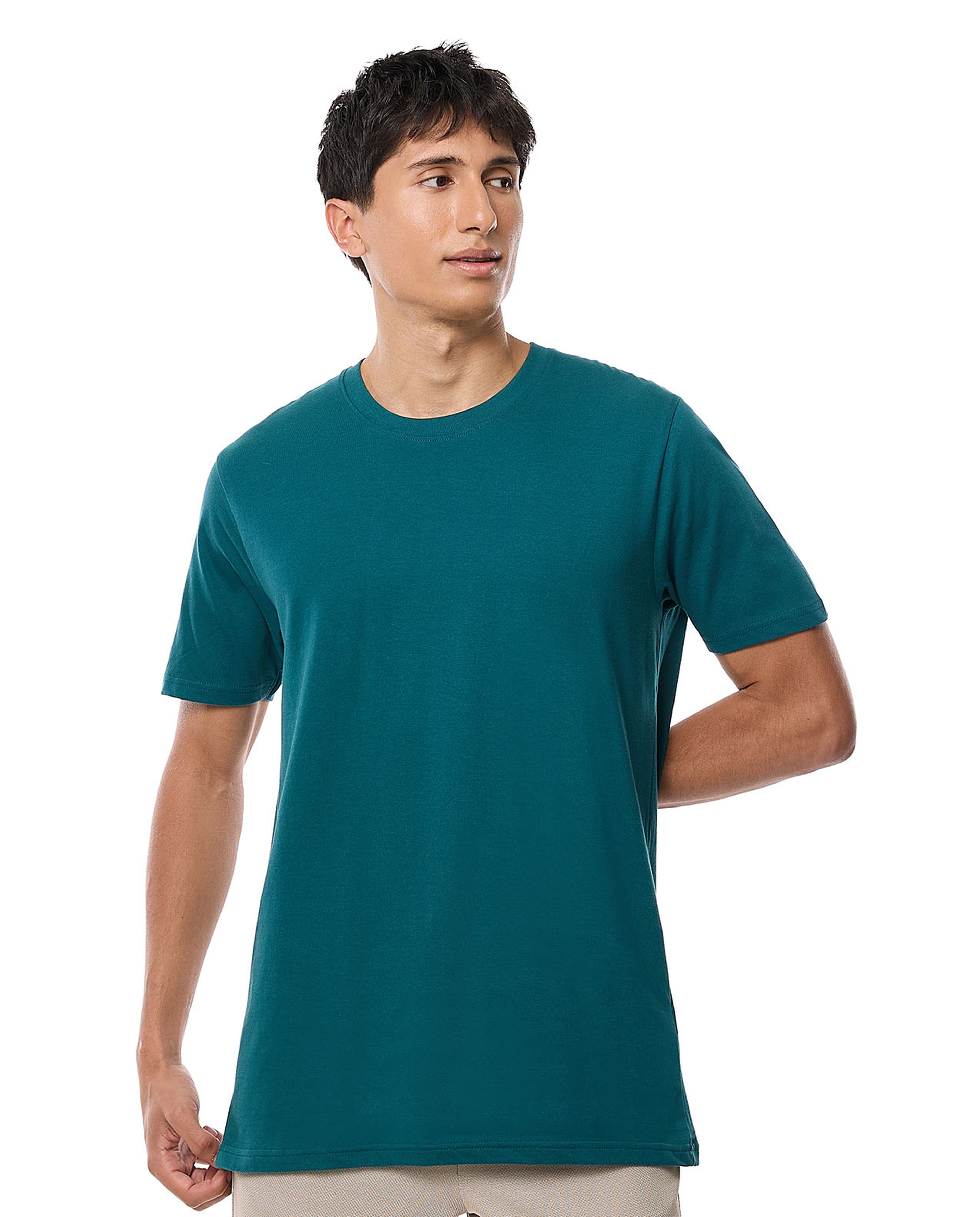 Solid T-Shirt with Crew Neck and Short Sleeves