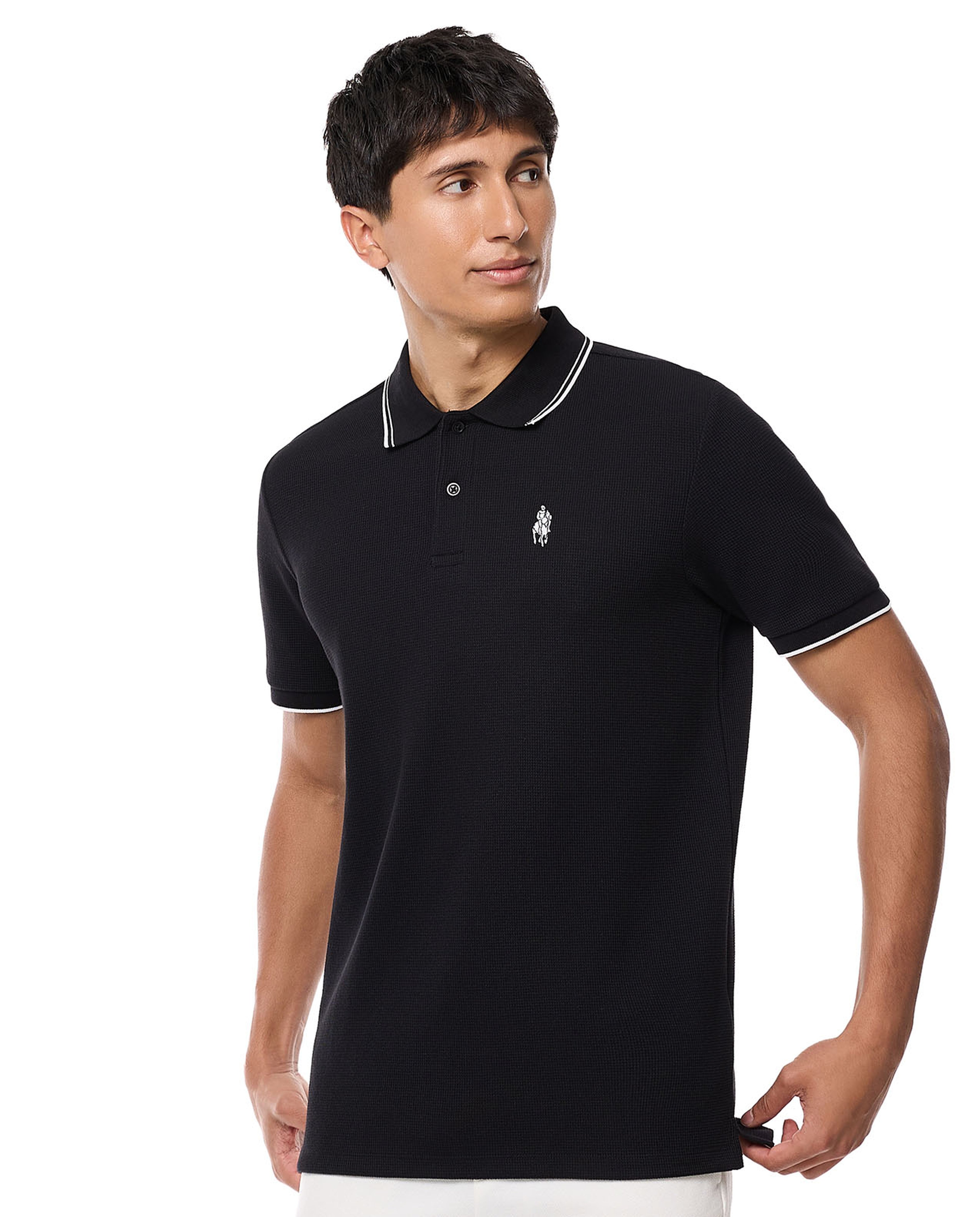 Logo Embroidered Polo T-Shirt with Short Sleeves