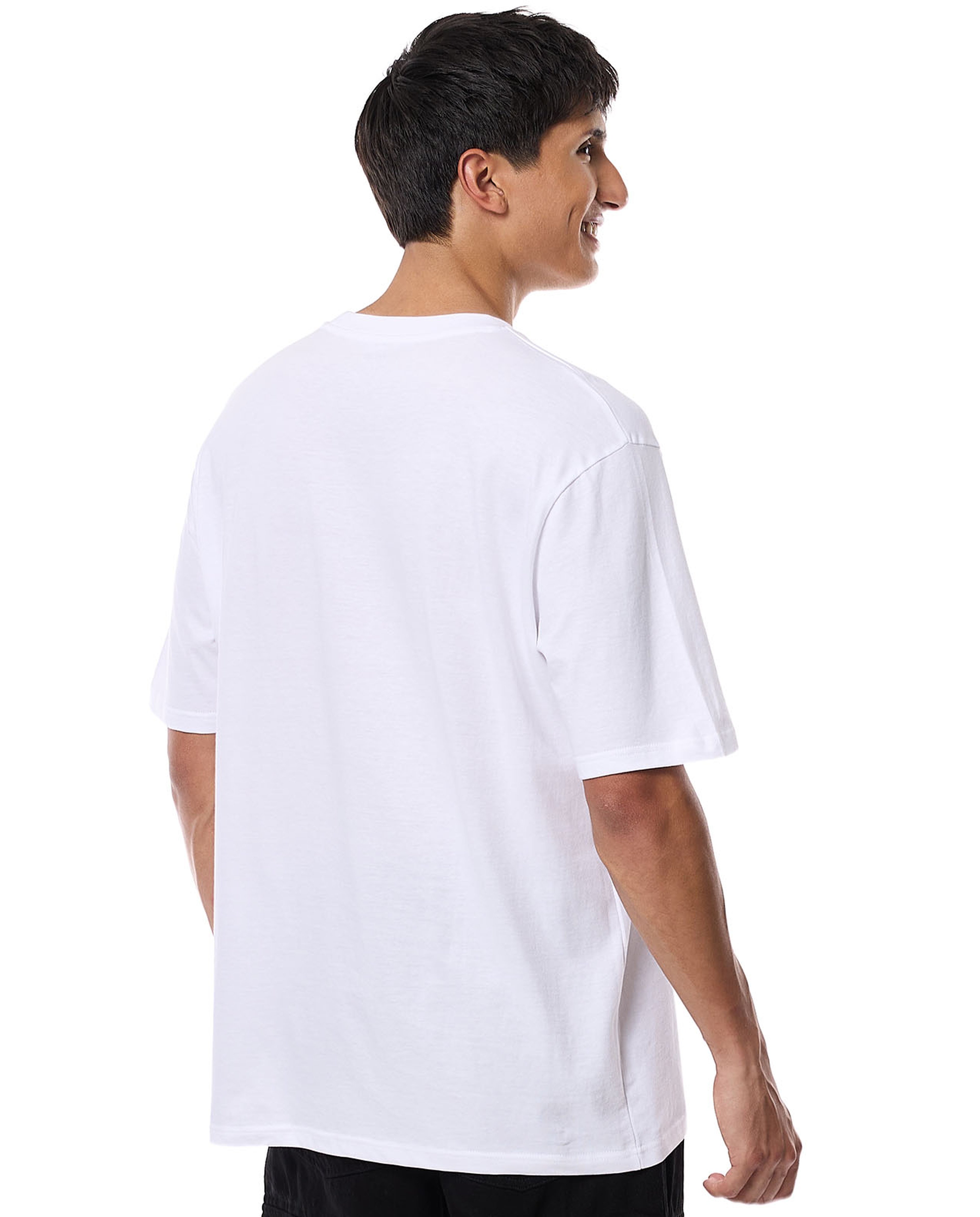 Typography Print T-Shirt with Crew Neck and Short Sleeves