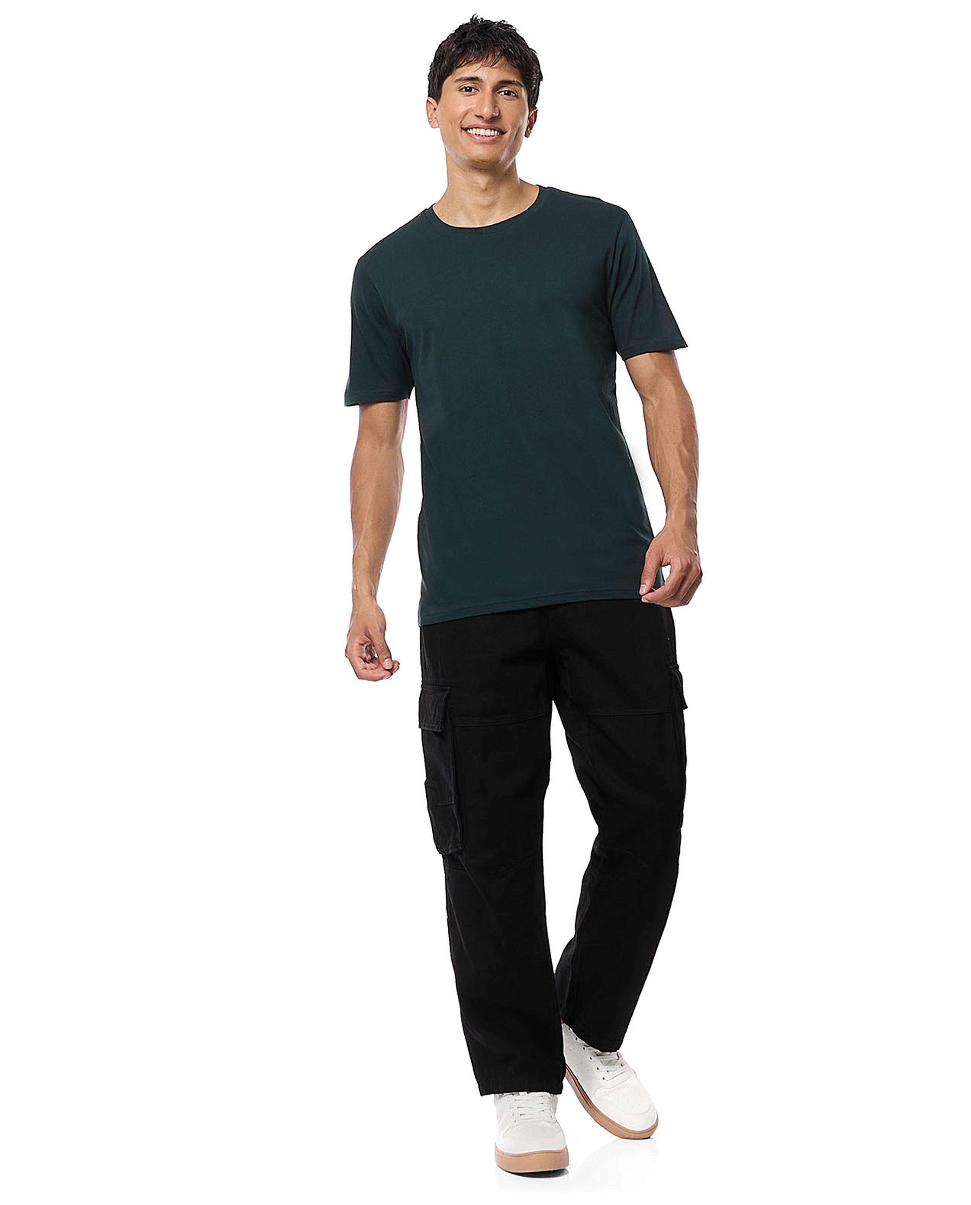 Solid T-Shirt with Crew Neck and Short Sleeves
