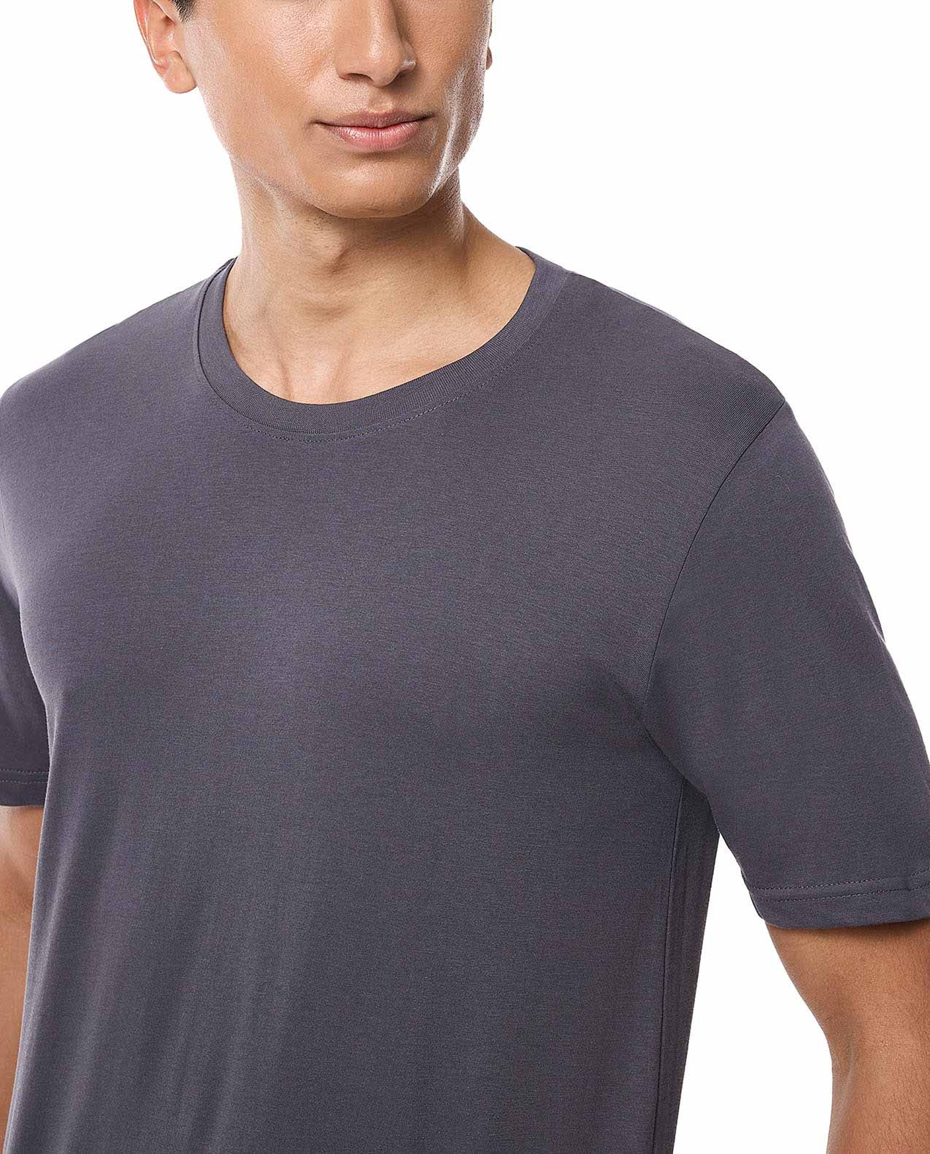 Solid T-Shirt with Crew Neck and Short Sleeves