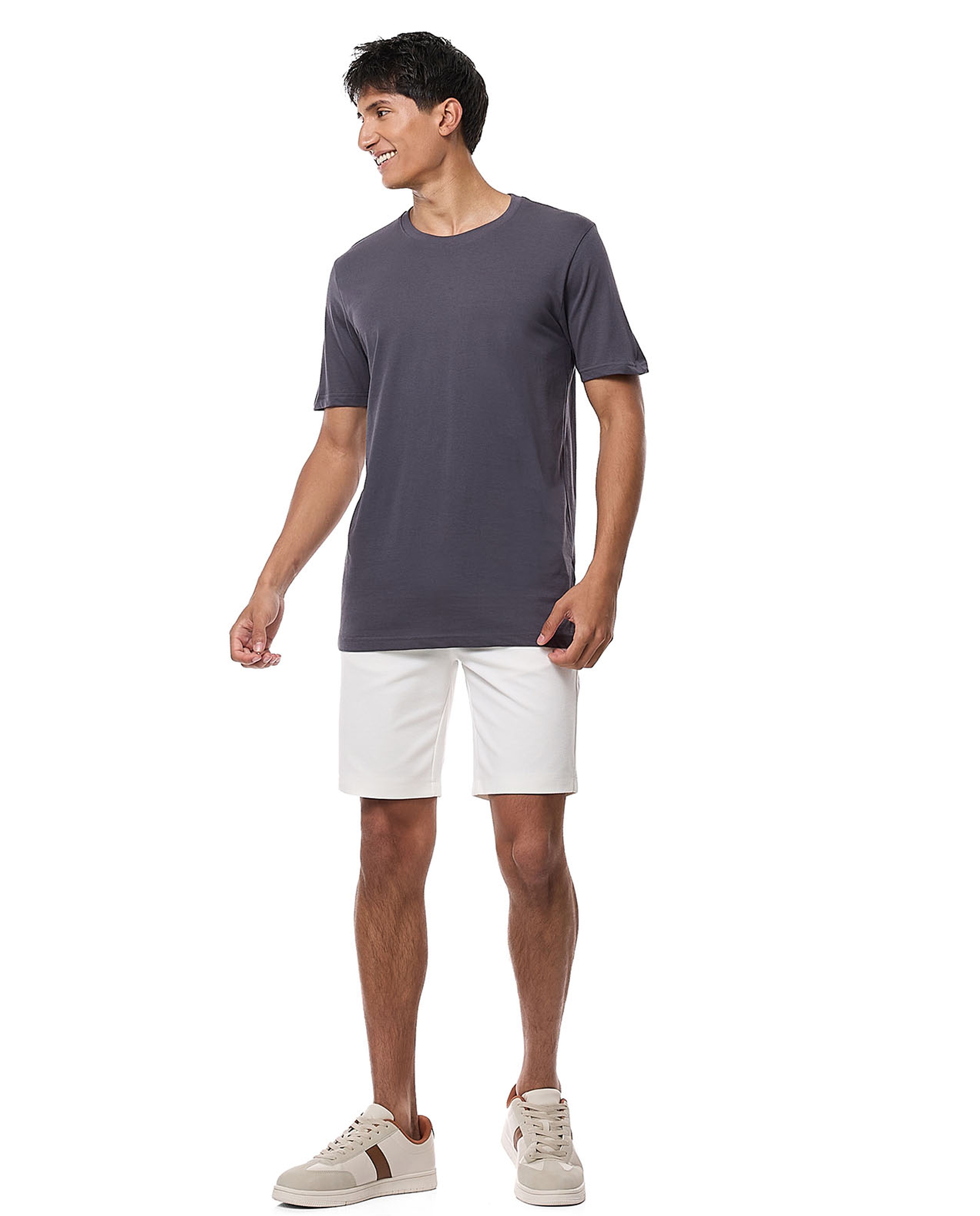 Solid T-Shirt with Crew Neck and Short Sleeves